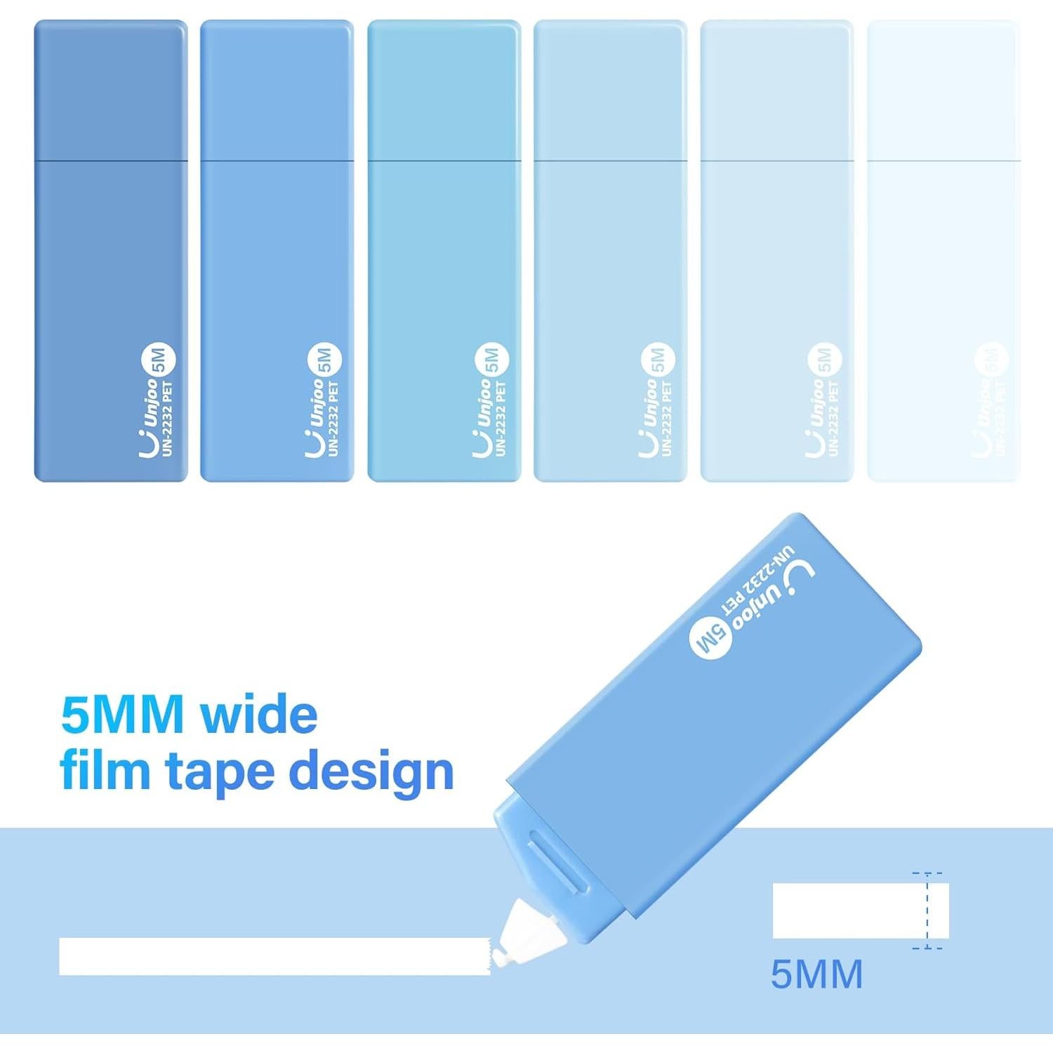 Cinta Correctora Unjoo Azul Gradiente 12 Piezas 5M x 0.5cm