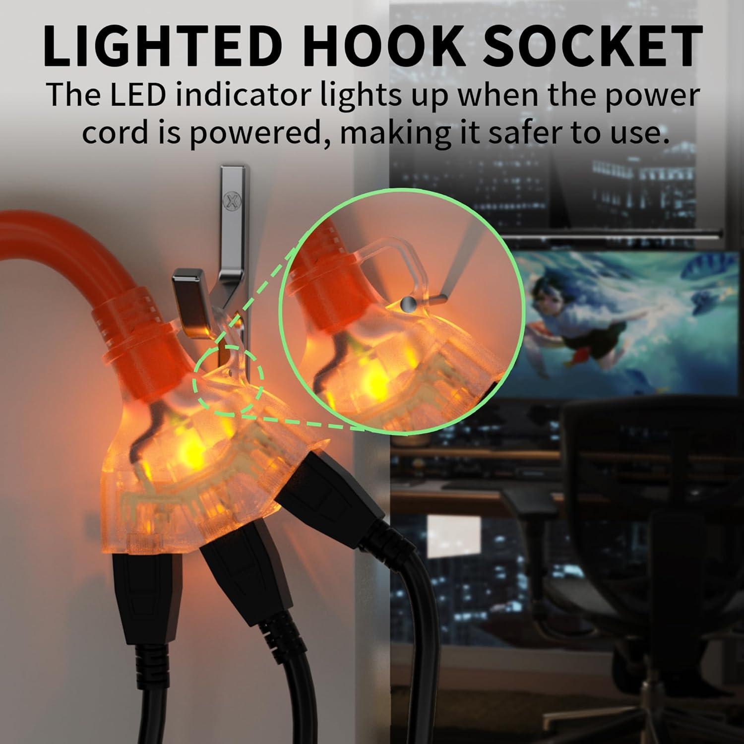 Cable de Extensión 12/3 POWGRN 1 Pie Naranja 3 Salidas