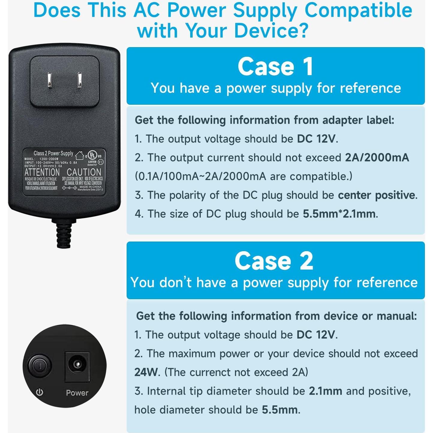 Adaptador de Alimentación 12V 2A ANLINK 3m para LED y CCTV