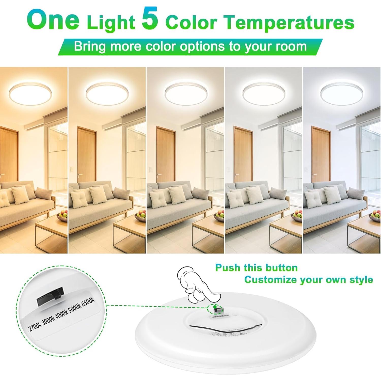 Paquete de 2 luces de techo LED GoBright 20W 2600LM 5CCT