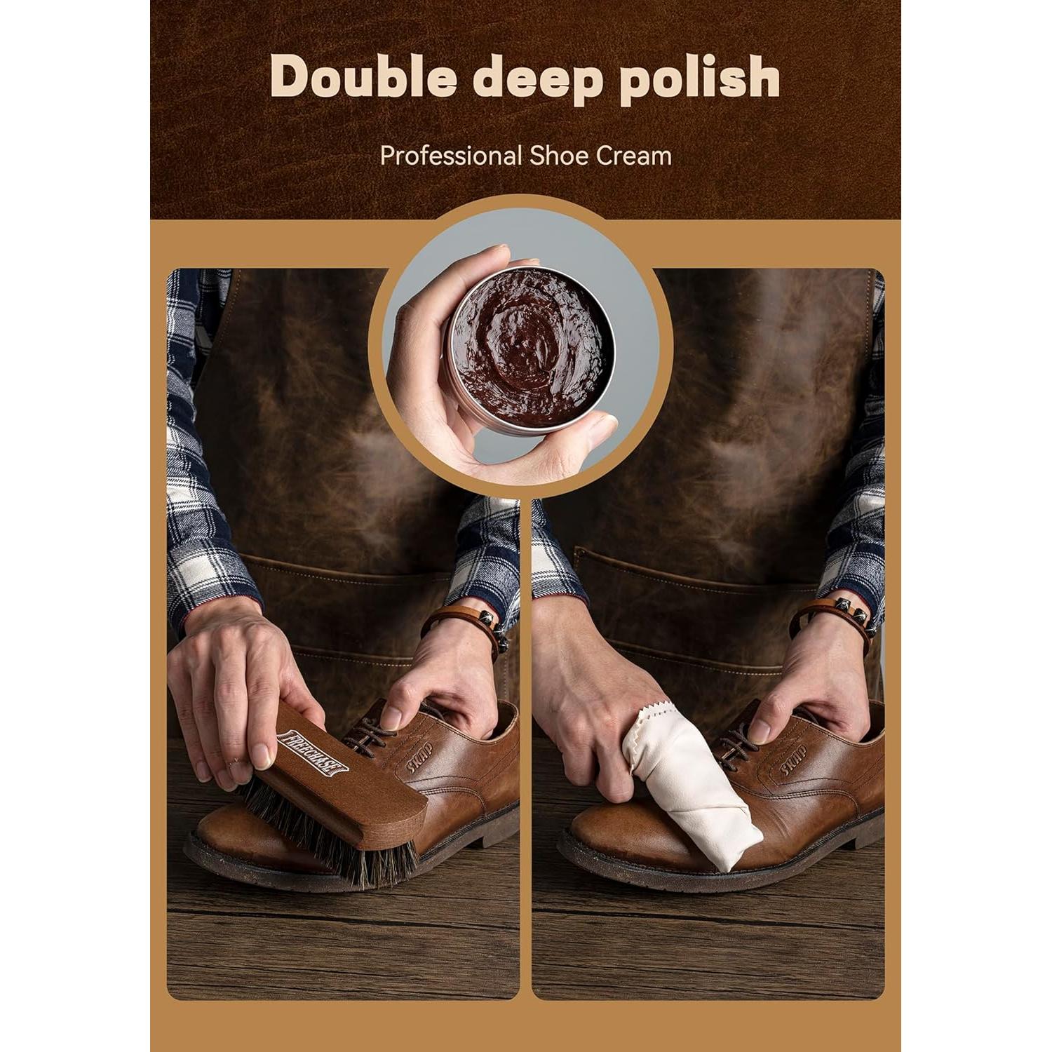 Kit de Cuidado de Zapatos de Cuero 13 Piezas Marrón