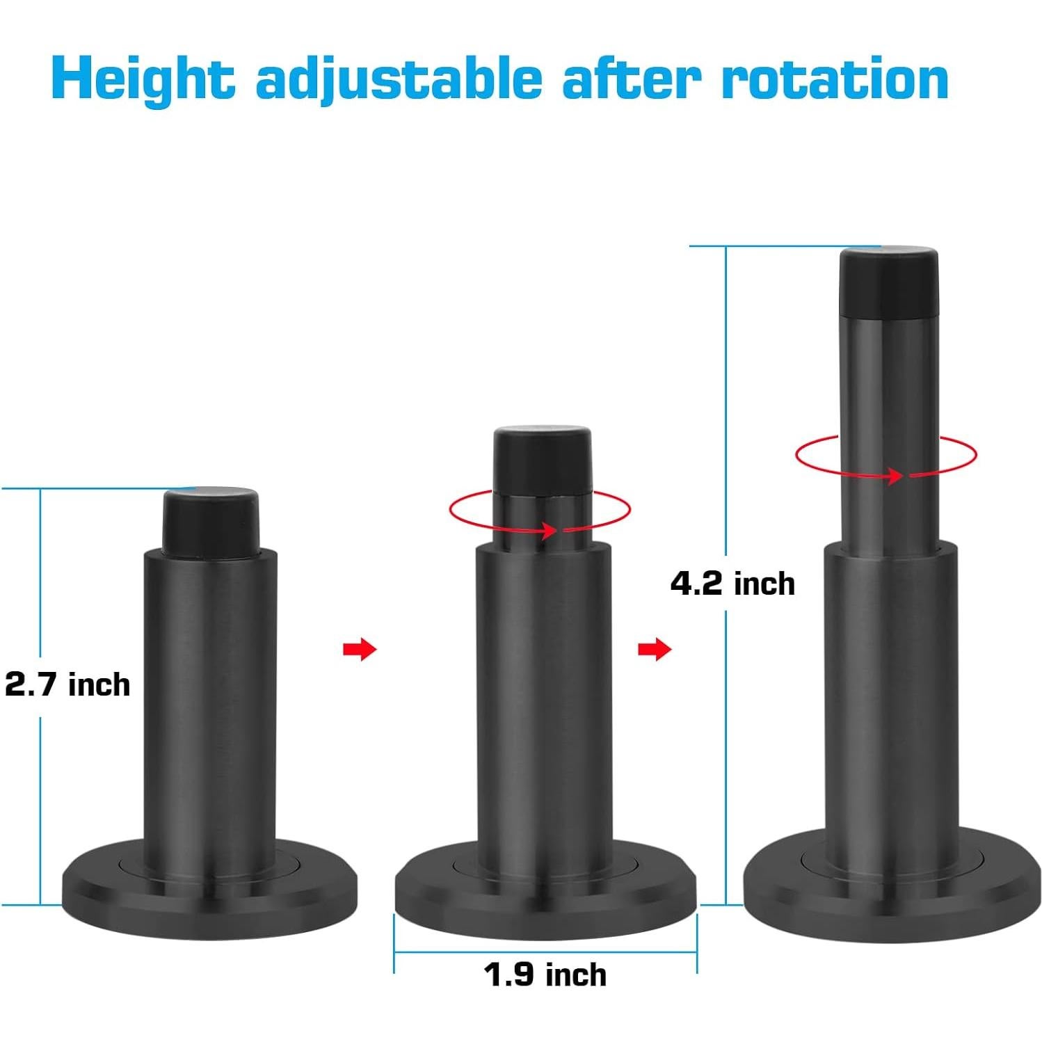 Tope de puerta ajustable Hommyzone acero inoxidable 304 negro