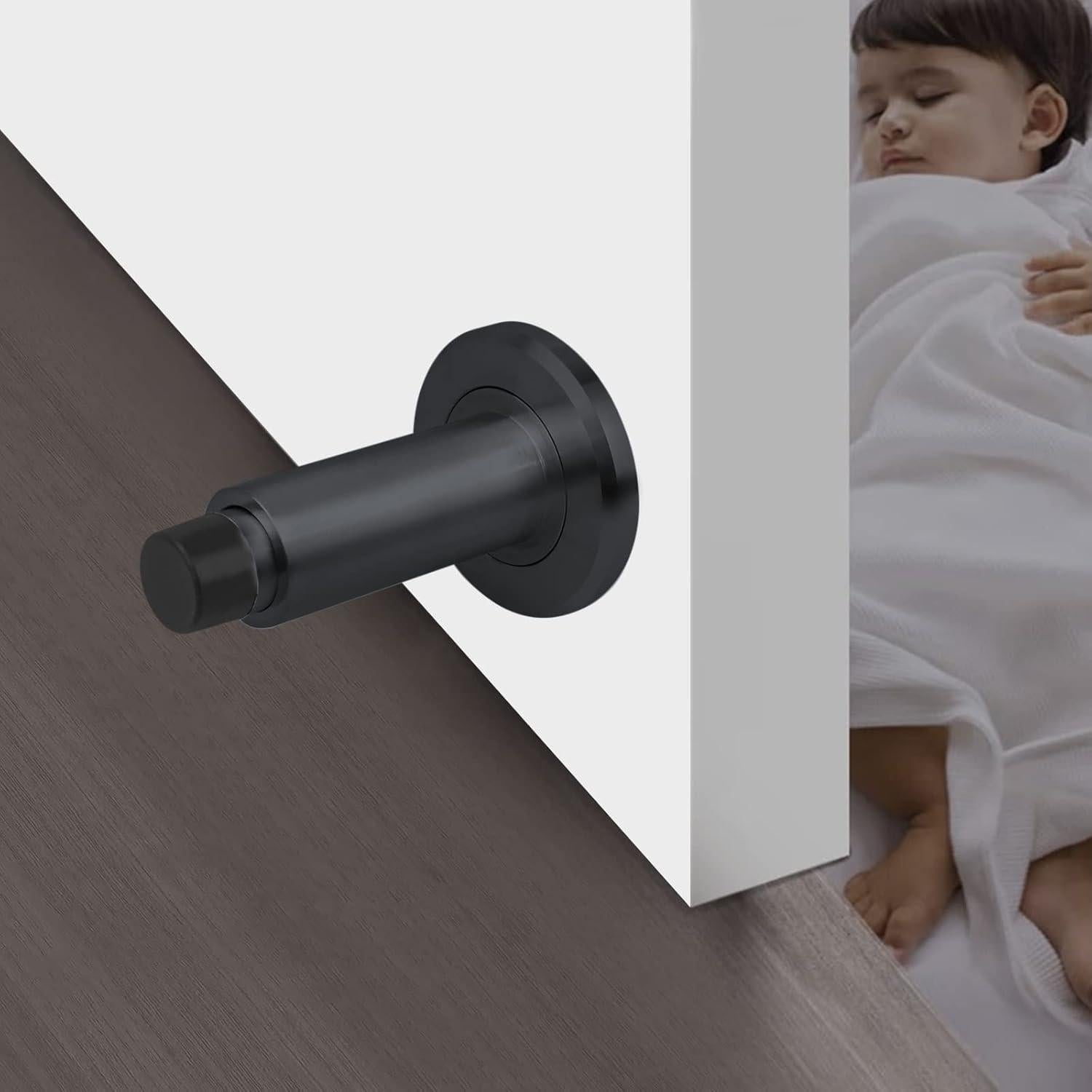 Tope de puerta ajustable Hommyzone acero inoxidable 304 negro