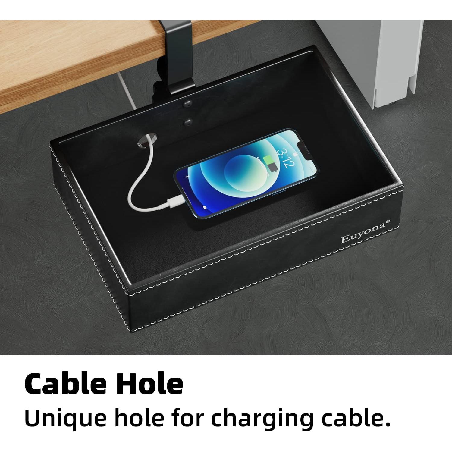 Organizador de Escritorio Euyona de Cuero PU Negro con Abrazadera 360°