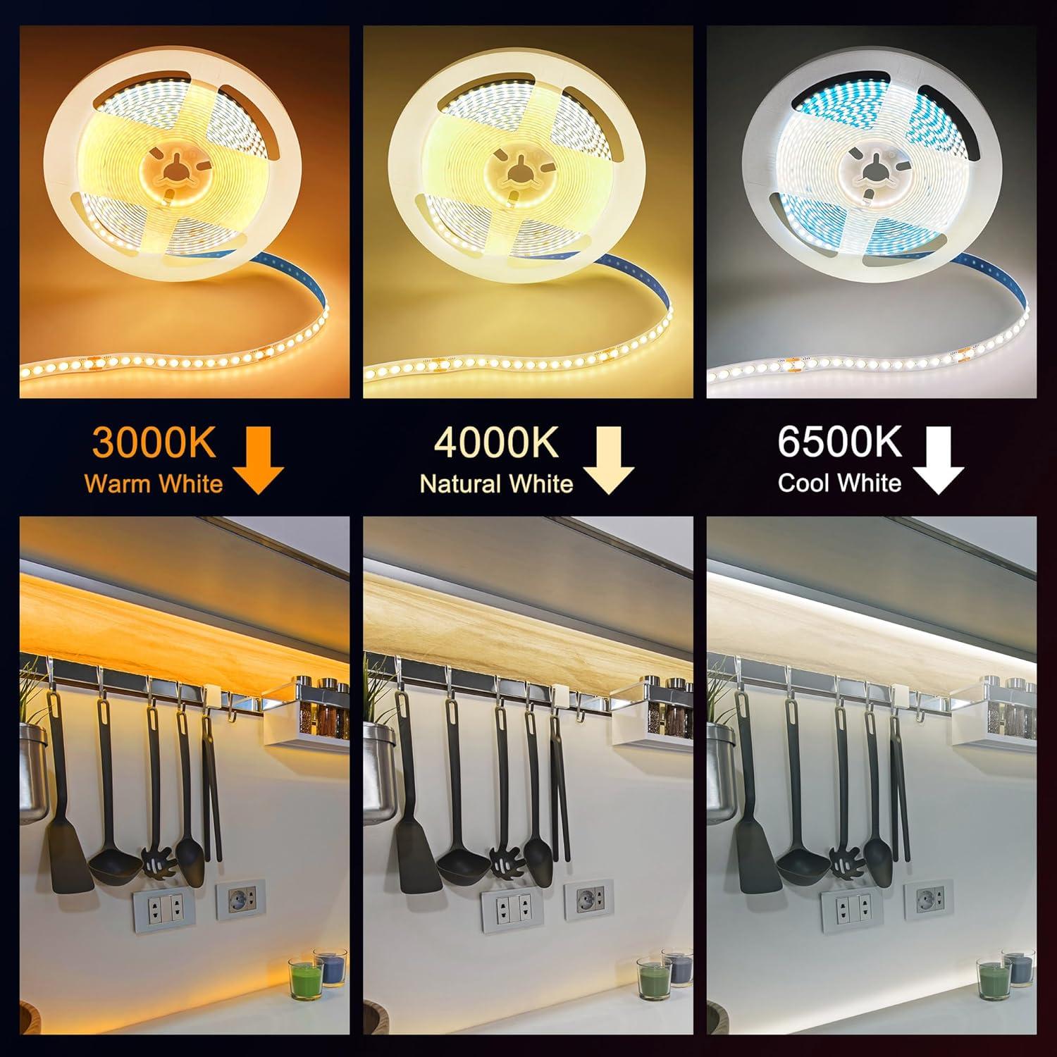 Tira de Luz LED COB 5m QooWare 6500K Regulable 910 LEDs