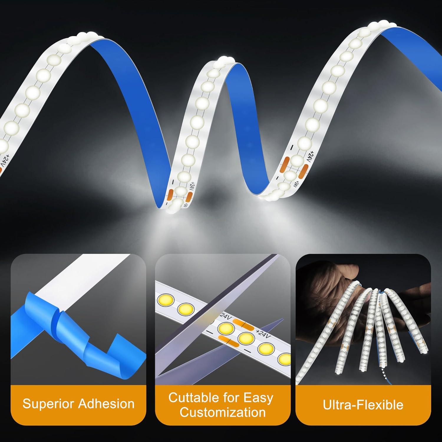 Tira de Luz LED COB 5m QooWare 6500K Regulable 910 LEDs