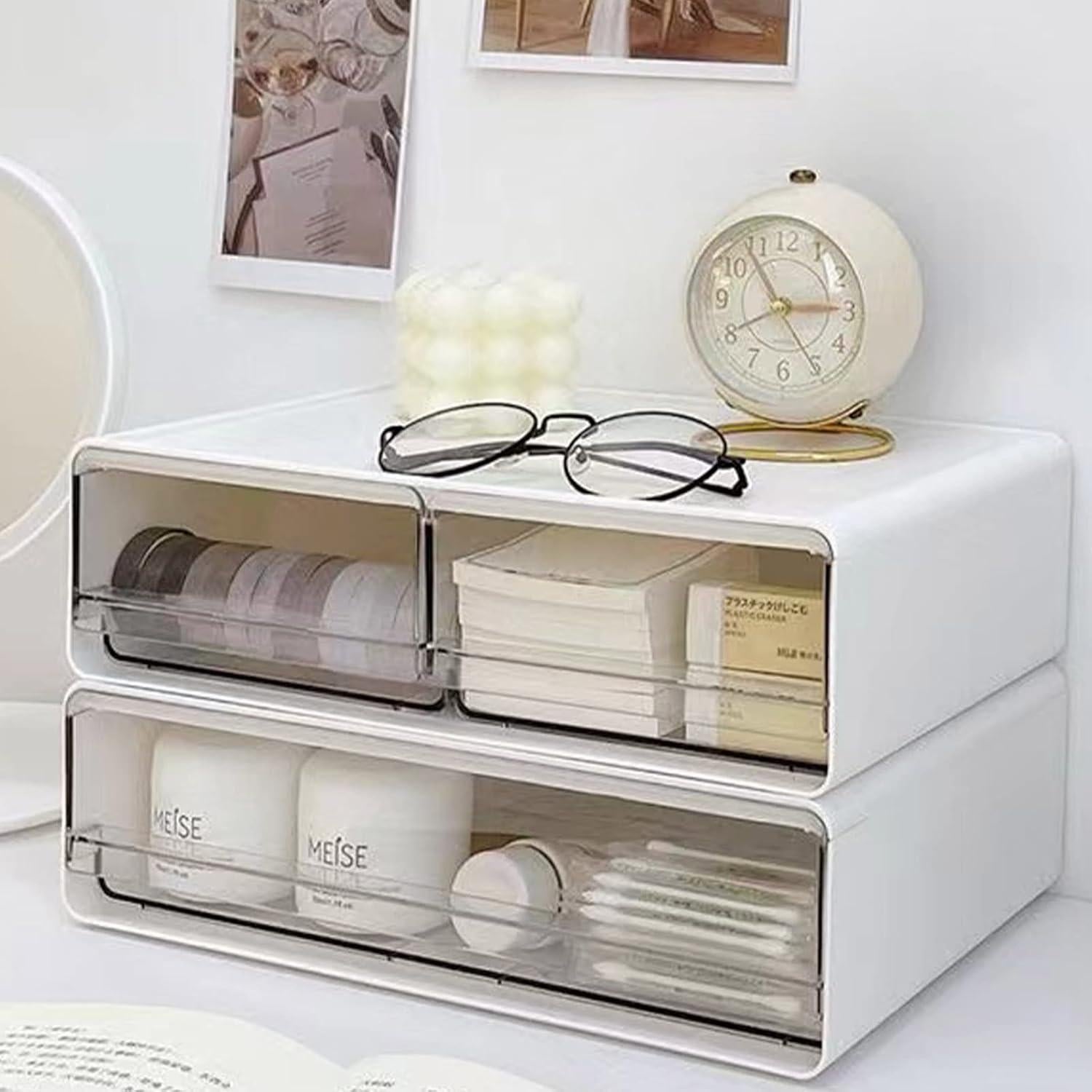 Organizador de Escritorio Zyners Blanco 3 Cajones Apilables