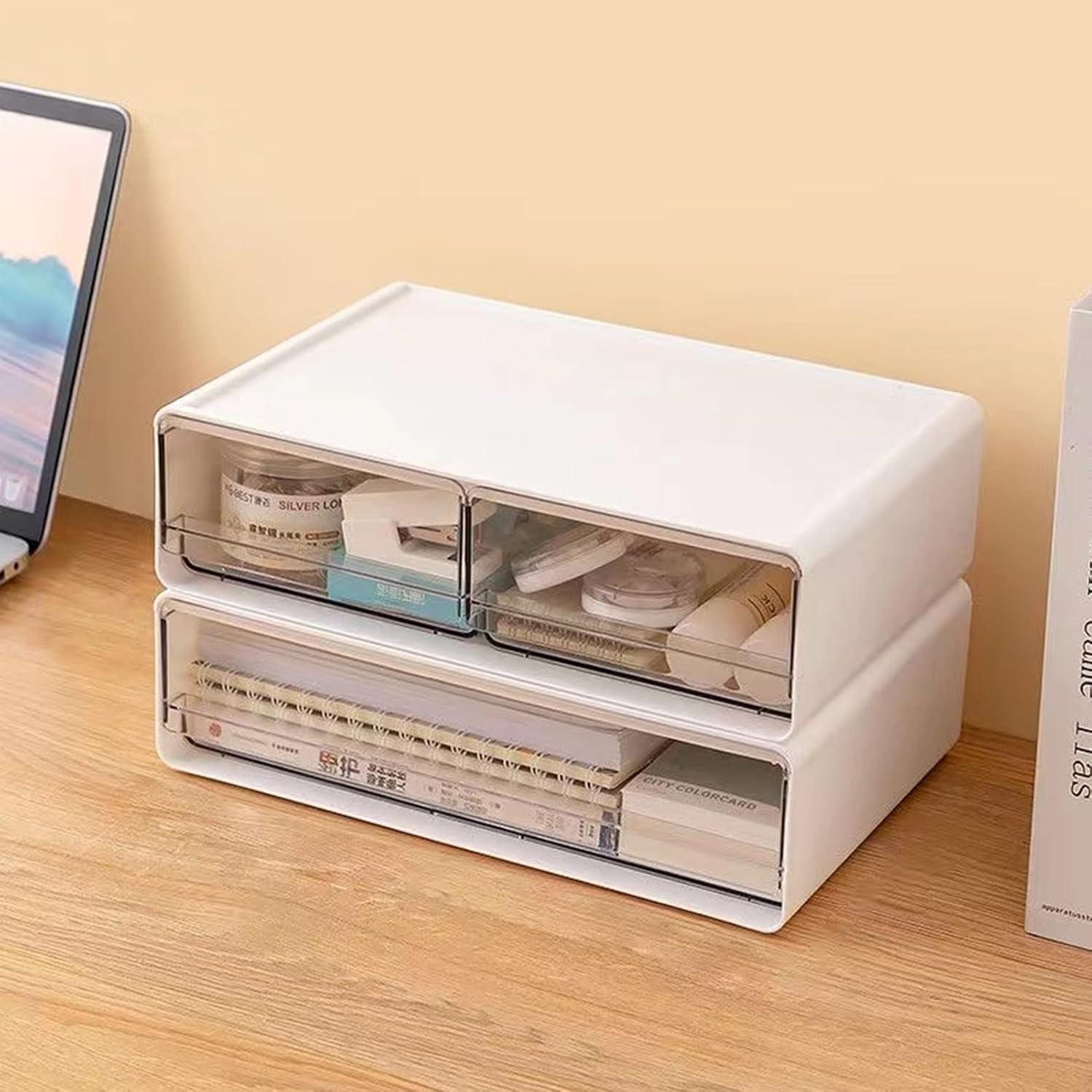 Organizador de Escritorio Zyners Blanco 3 Cajones Apilables