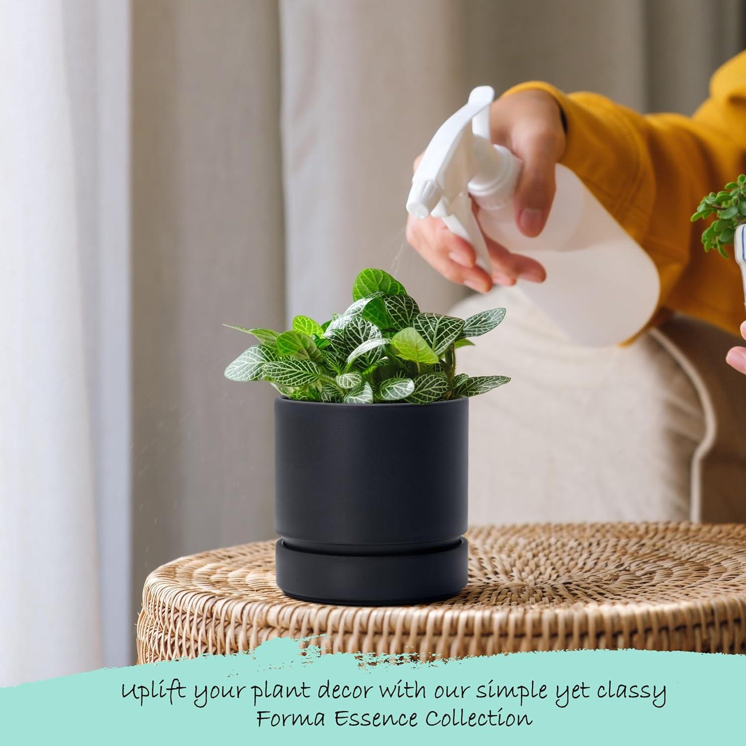 Maceta Phoenix Vine 10 cm con Plato y Drenaje Negro Mate