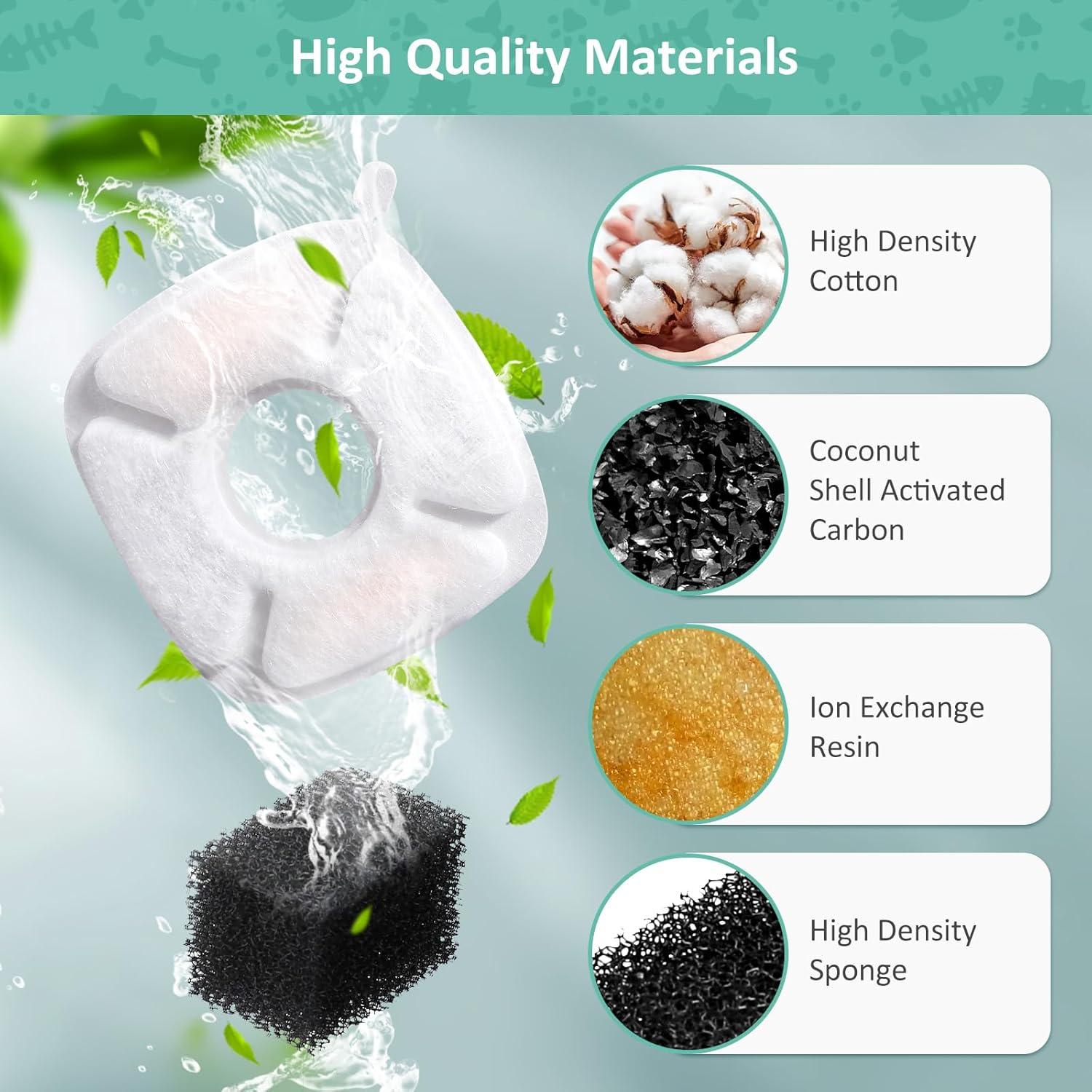 Juego de 4 Filtros y Esponjas BFLICROY para Fuente de Mascotas