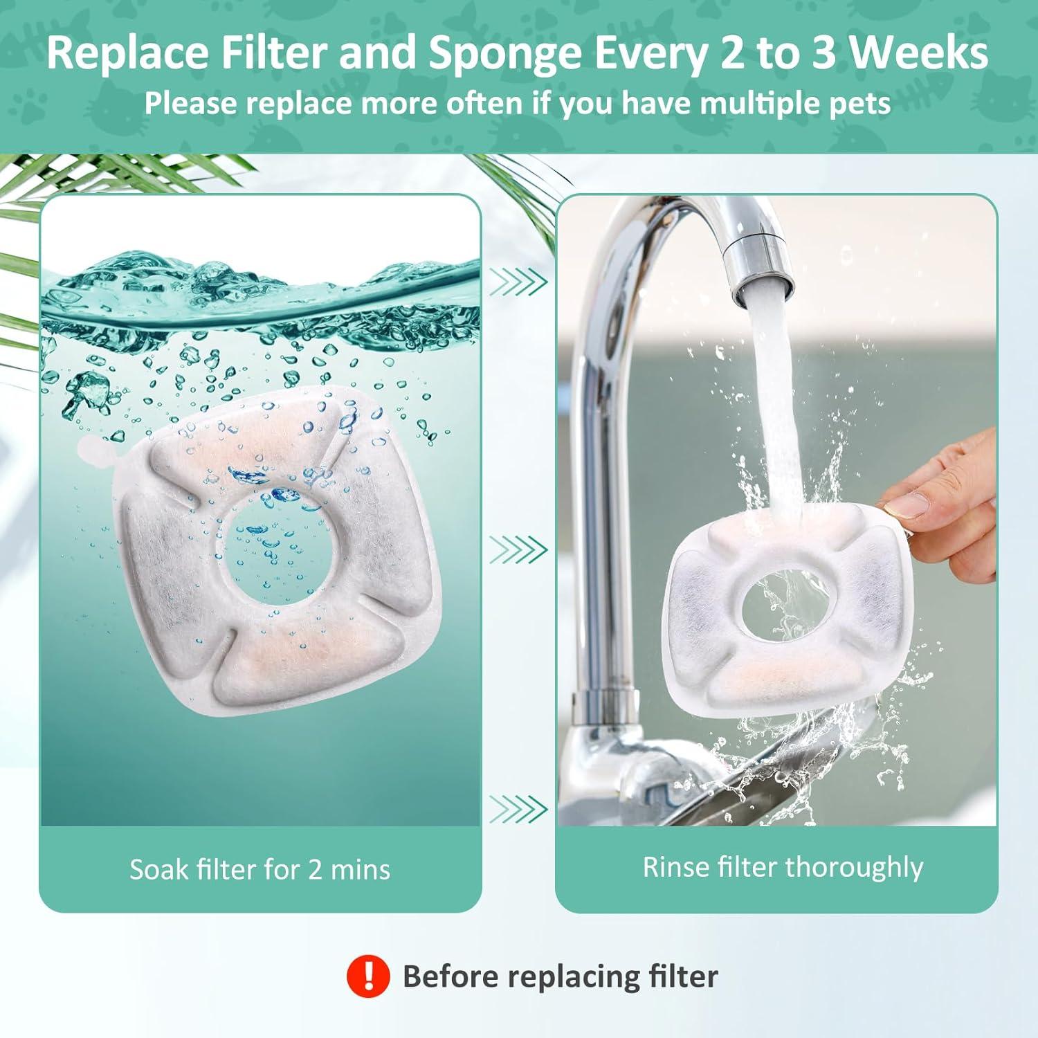 Juego de 4 Filtros y Esponjas BFLICROY para Fuente de Mascotas