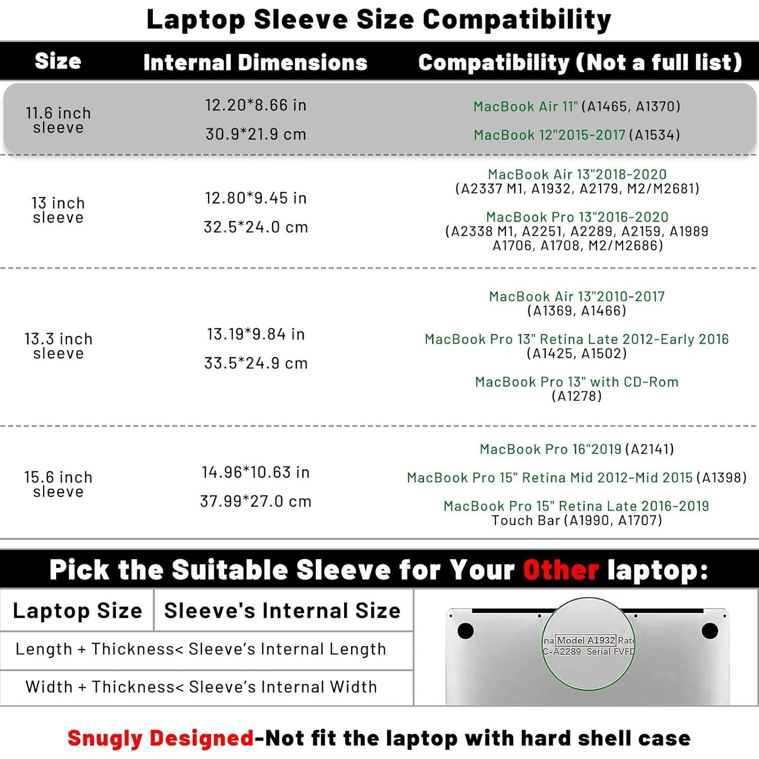 Funda para Laptop Allinside Negra 11-12" PU Cuero Resistente