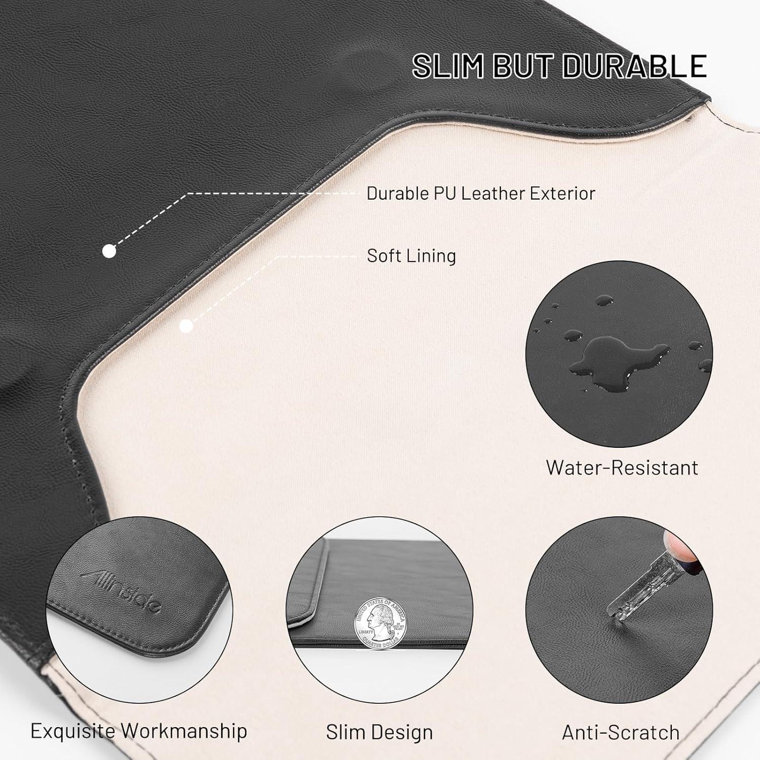 Funda para Laptop Allinside Negra 11-12" PU Cuero Resistente