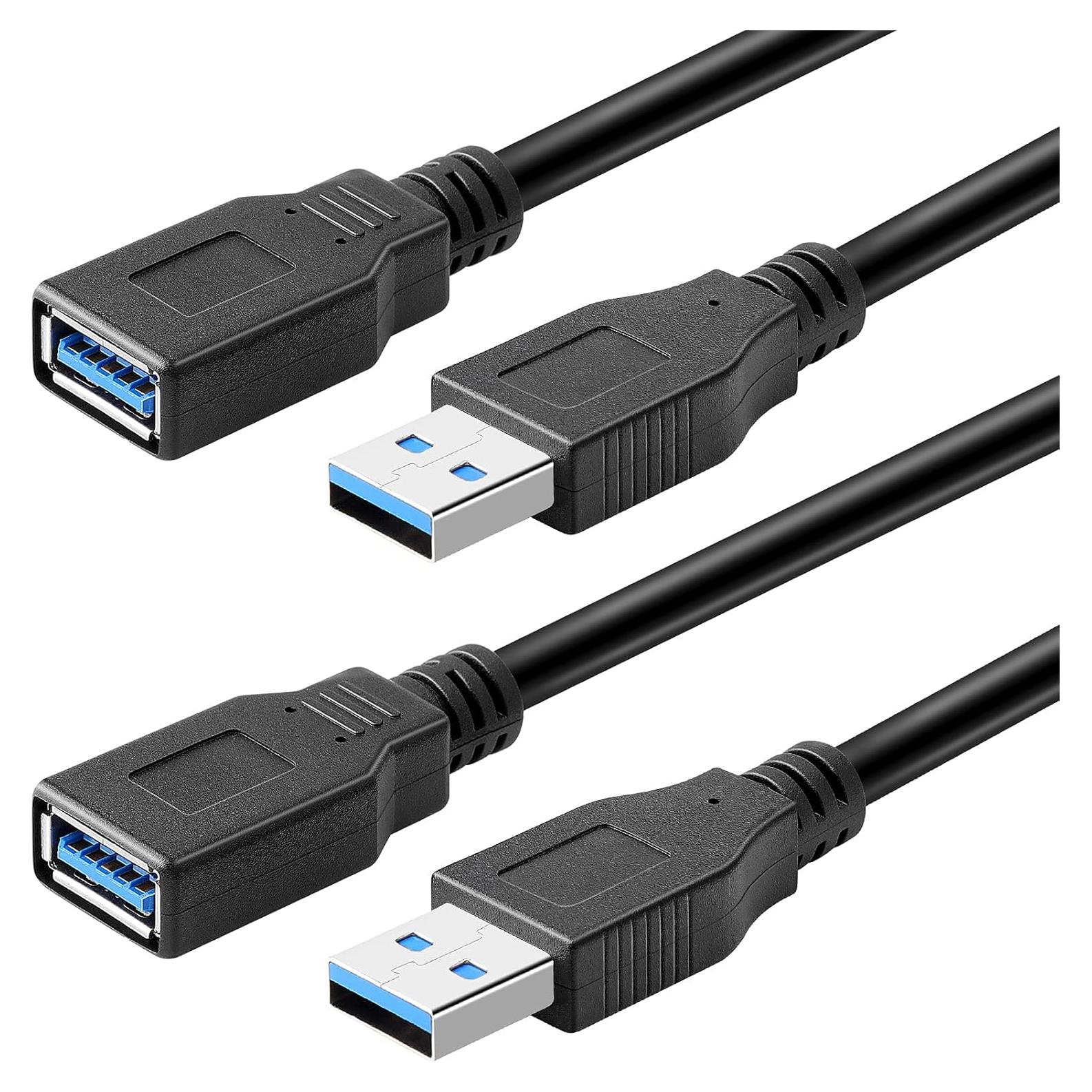 Cable de Extensión USB 3.0 PASOW Macho a Hembra 30.48 cm - 2 Unidades