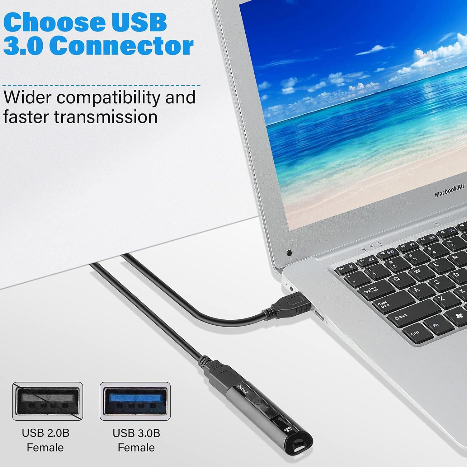 Cable de Extensión USB 3.0 PASOW Macho a Hembra 30.48 cm - 2 Unidades