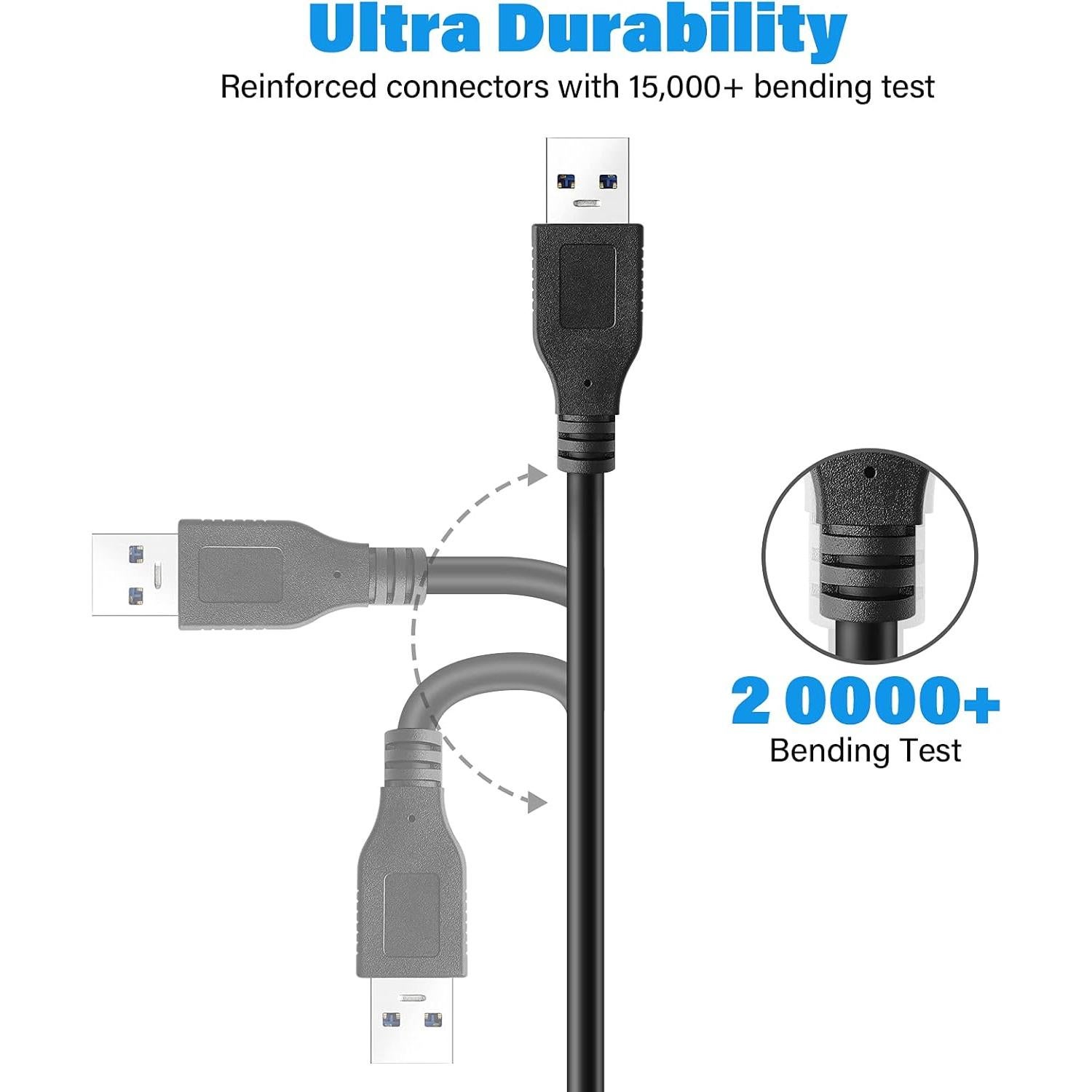 Cable de Extensión USB 3.0 PASOW Macho a Hembra 30.48 cm - 2 Unidades