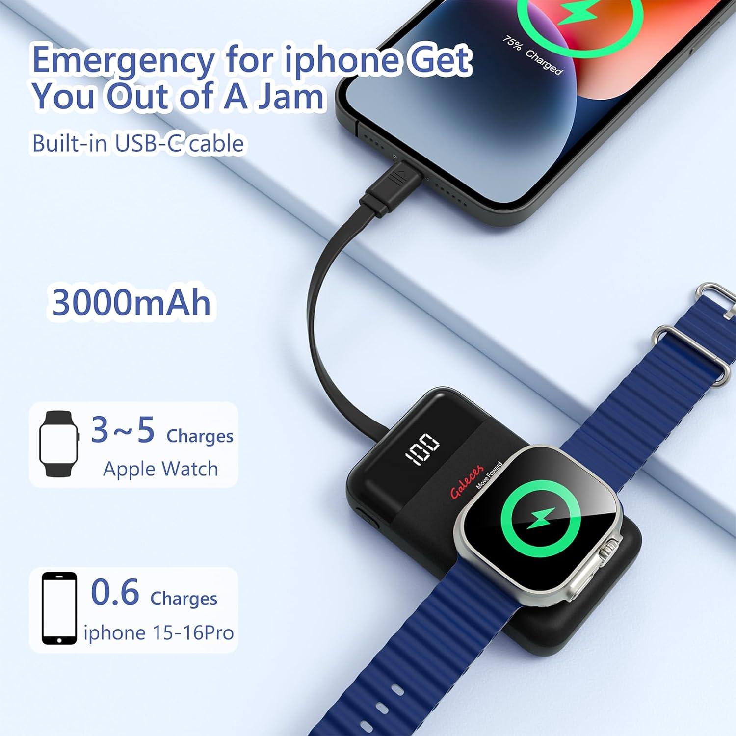 Cargador Portátil Magnético 3000mAh Galeces para Apple Watch