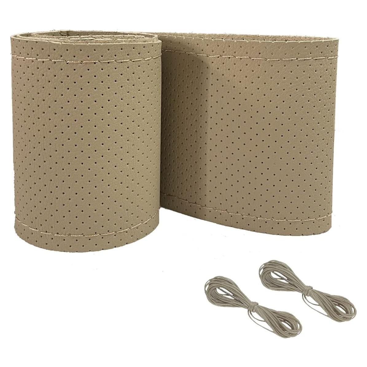 Cubierta de Volante de Coche Onerbuy Beige 38cm DIY Cuero