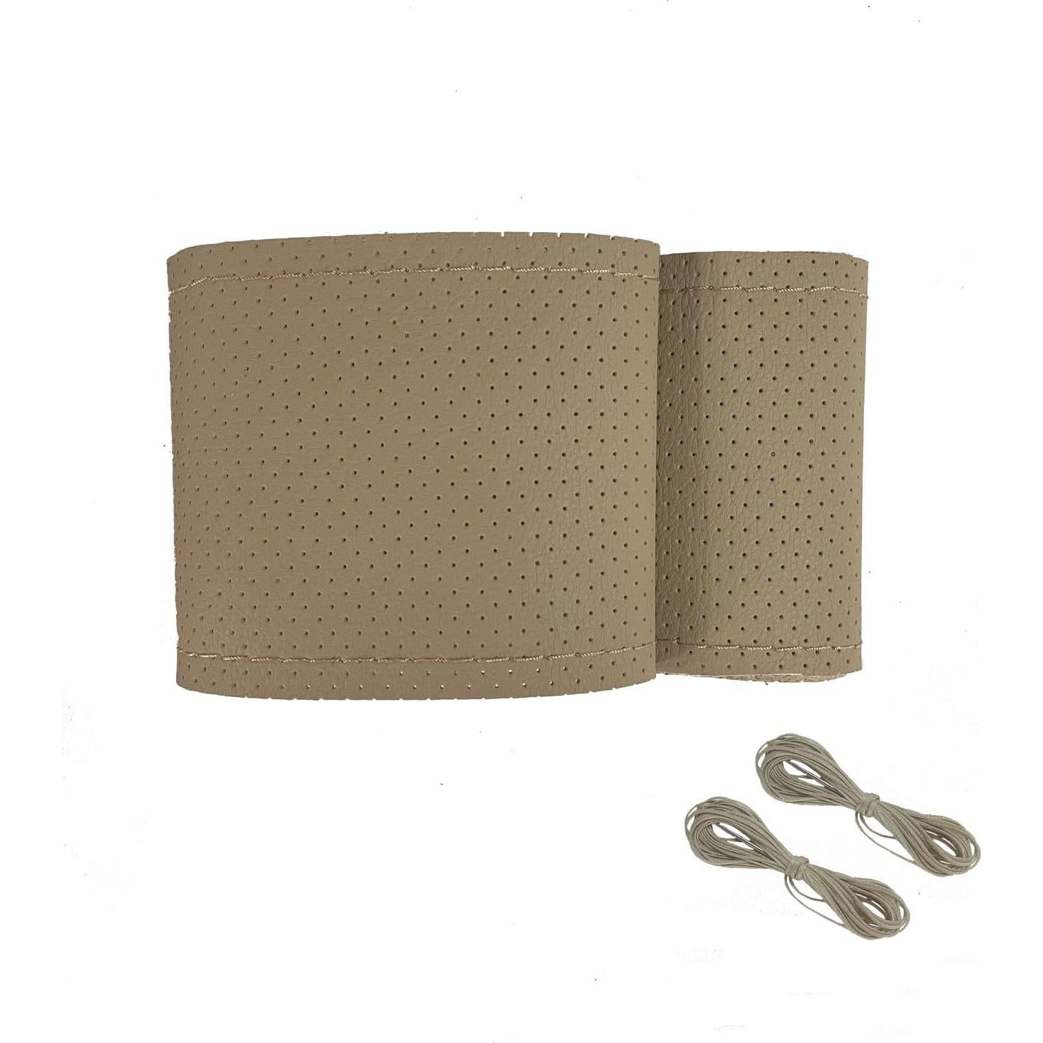 Cubierta de Volante de Coche Onerbuy Beige 38cm DIY Cuero