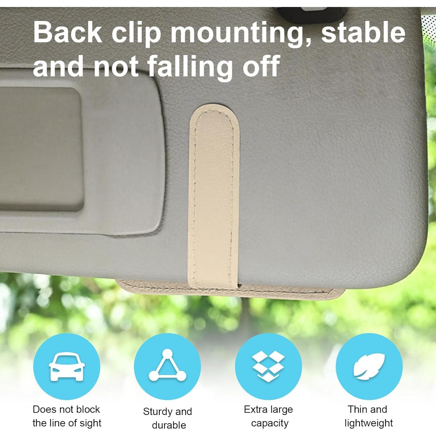 Organizador de Visera de Coche Dickno de Cuero Beige Multifuncional