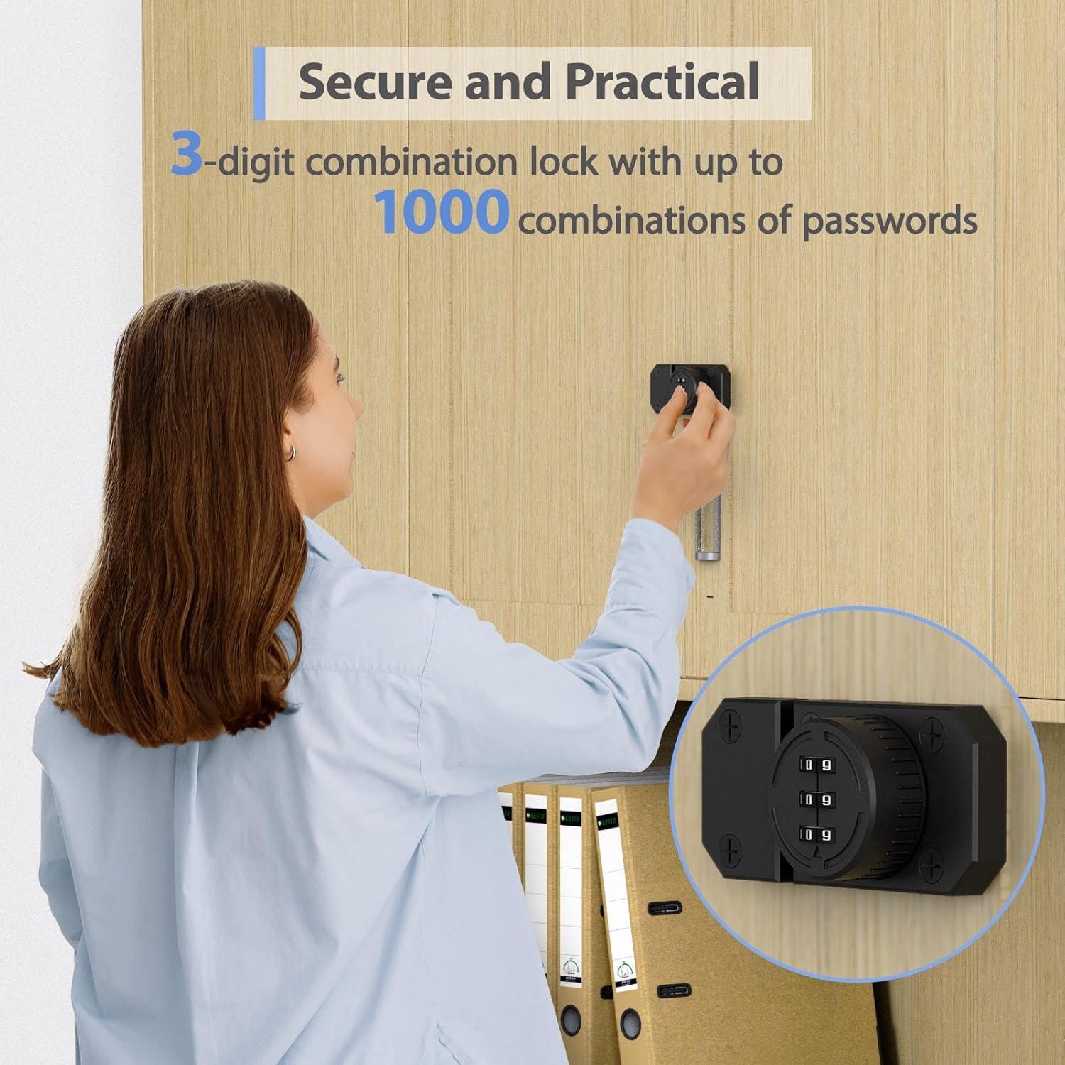 Cerradura de gabinete YogePote combinación 3 dígitos negra