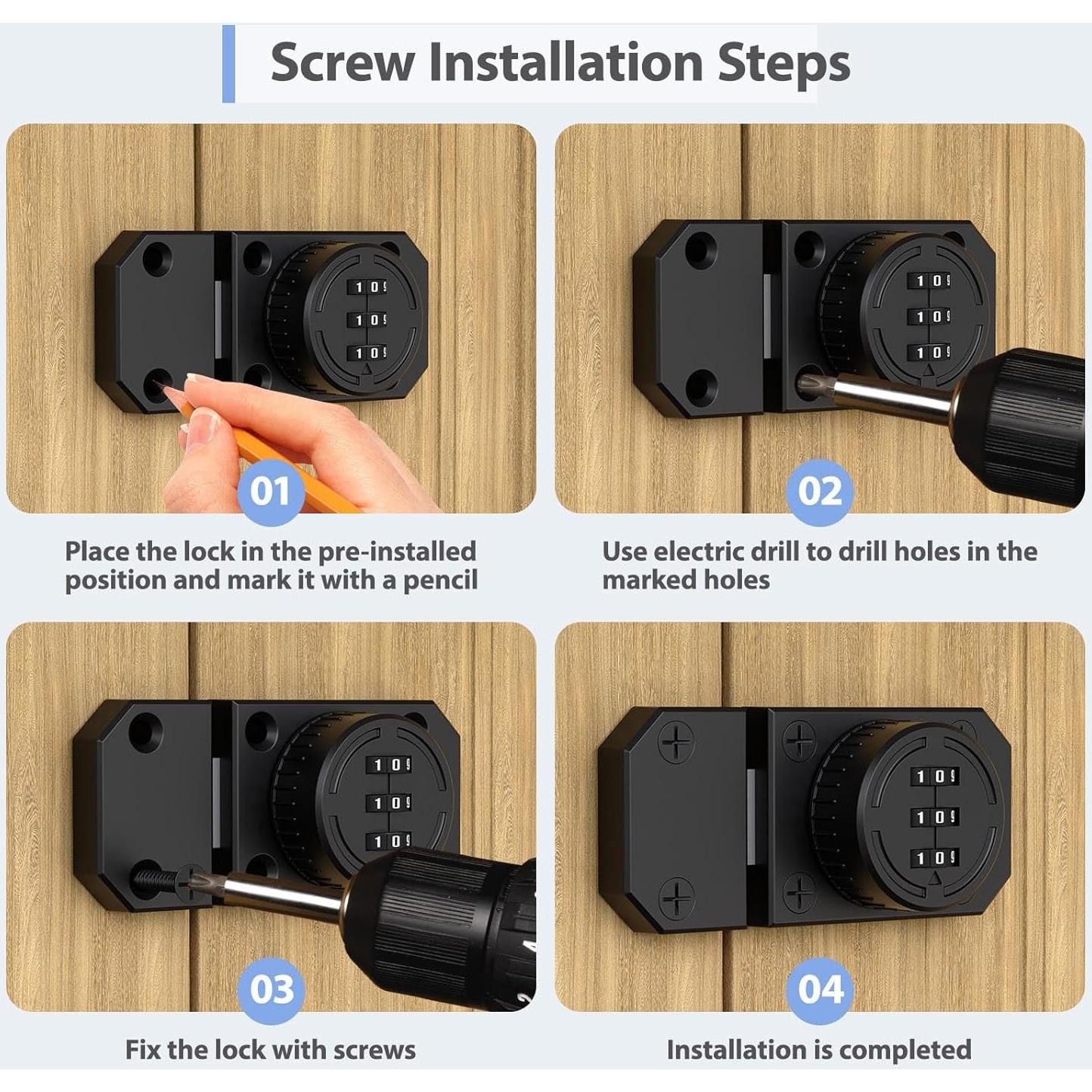 Cerradura de gabinete YogePote combinación 3 dígitos negra