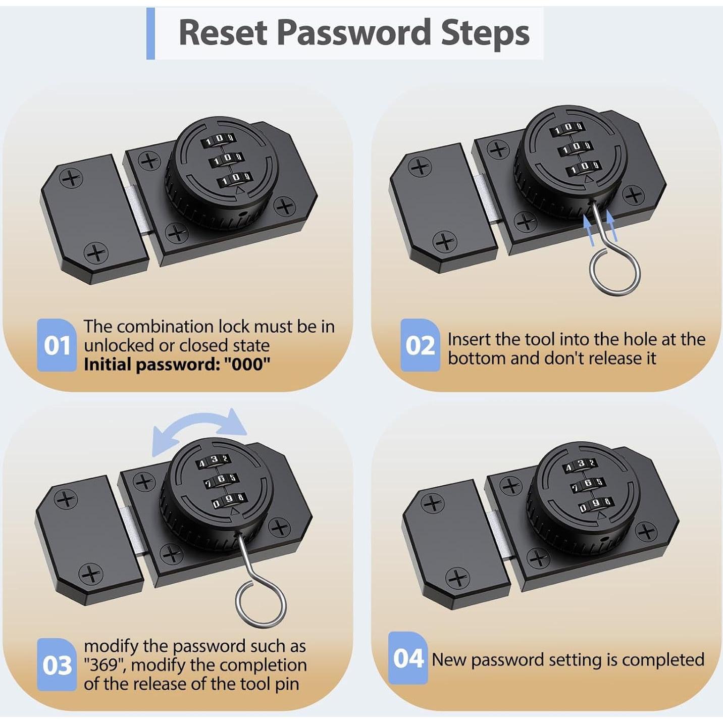 Cerradura de gabinete YogePote combinación 3 dígitos negra