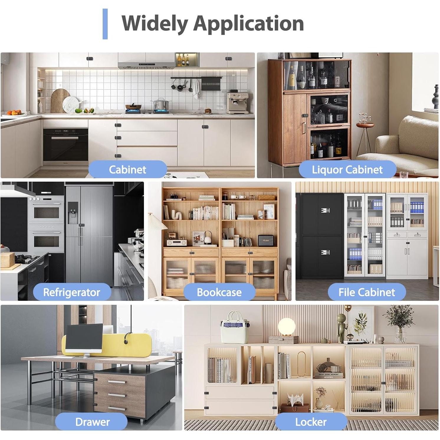 Cerradura de gabinete YogePote combinación 3 dígitos negra