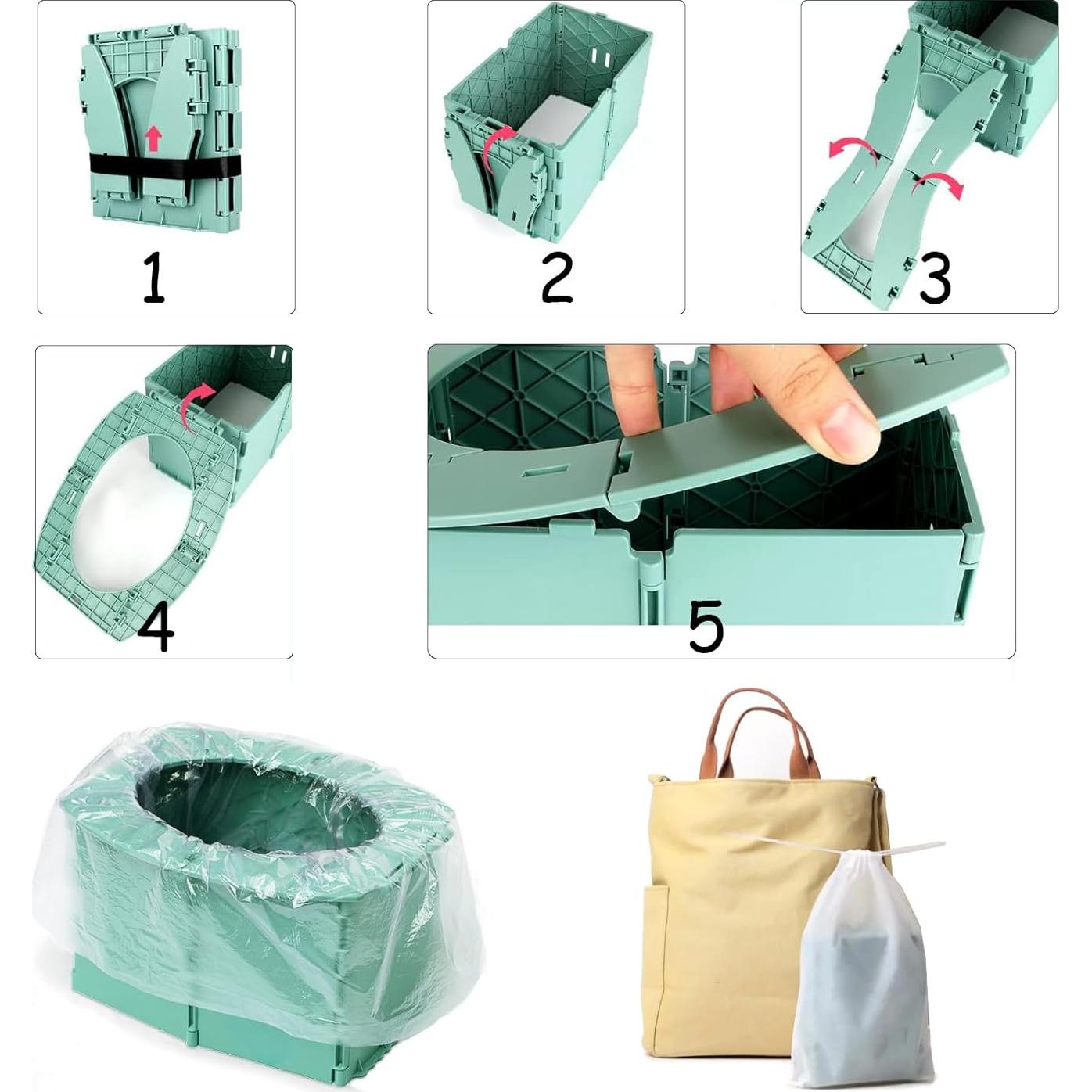 Asiento de Inodoro Portátil Plegable para Niños Pequeños Verde