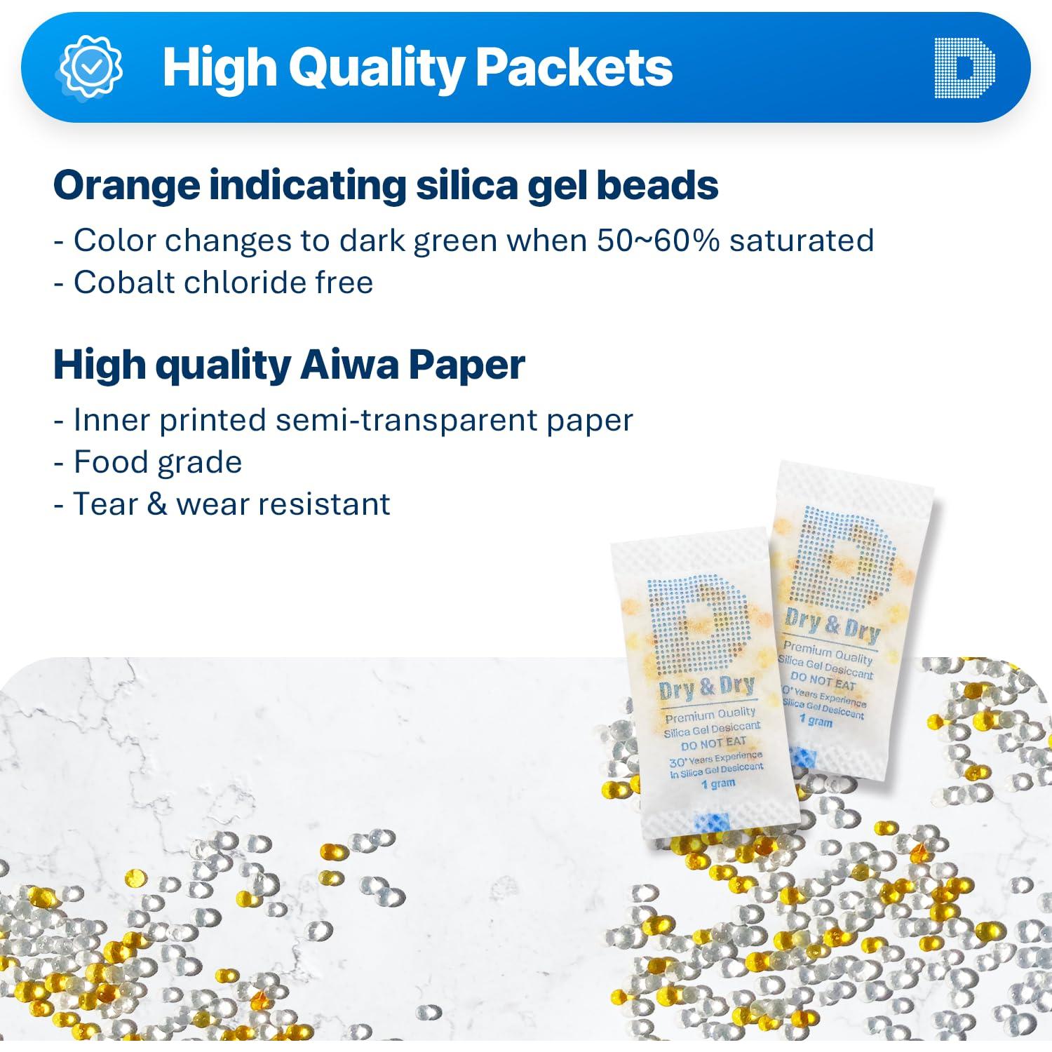 Secante de Gel de Sílice Naranja 1g - 50 Paquetes para Alimentos