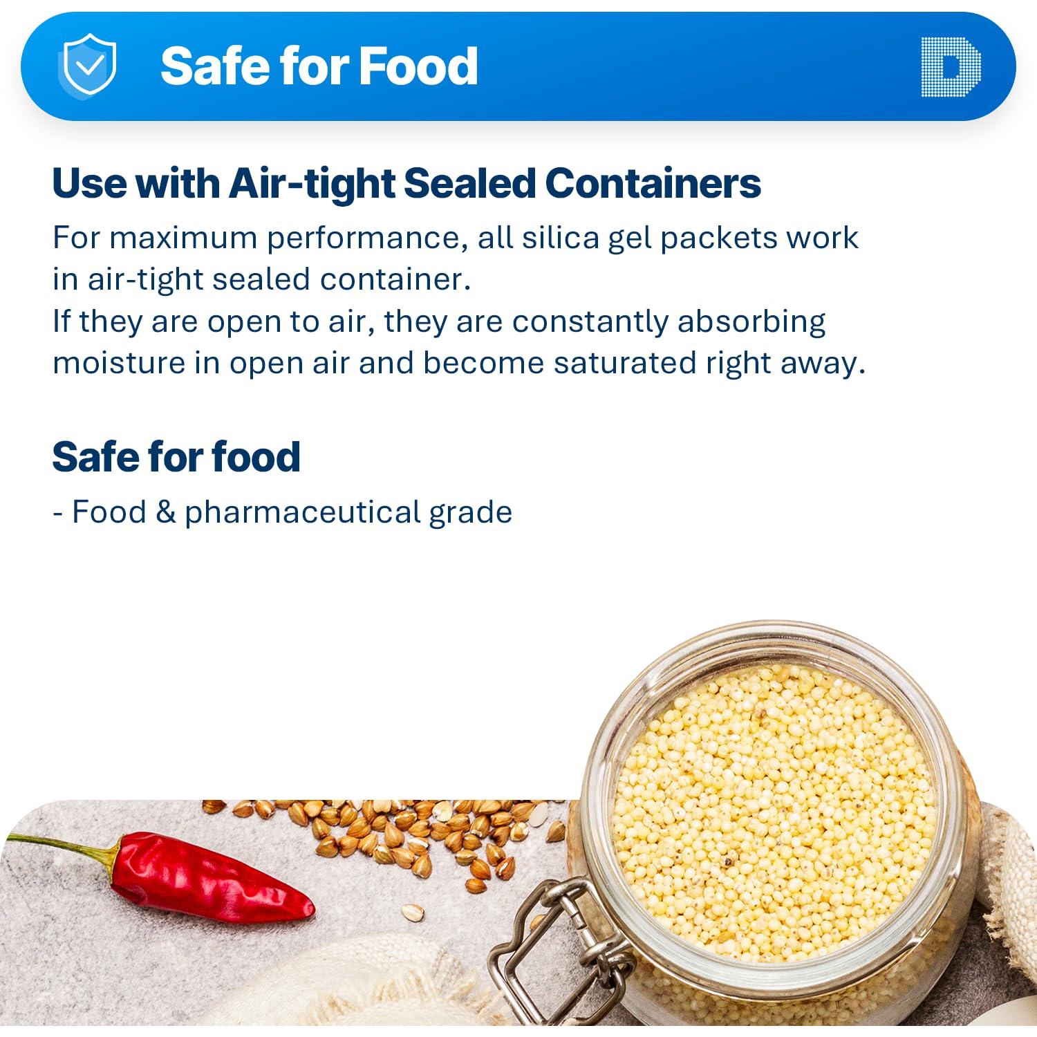 Secante de Gel de Sílice Naranja 1g - 50 Paquetes para Alimentos