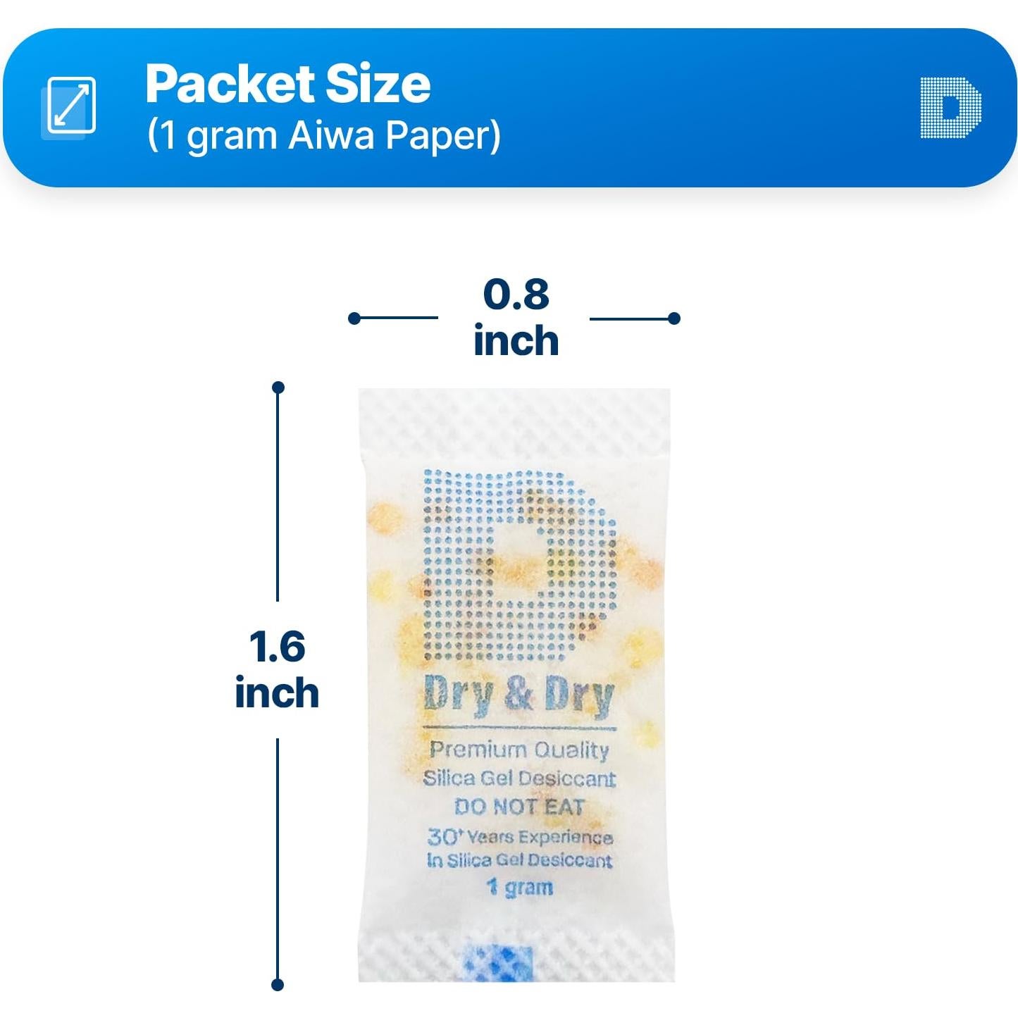 Secante de Gel de Sílice Naranja 1g - 50 Paquetes para Alimentos