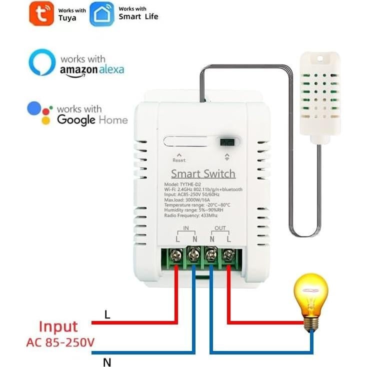 Controlador de Temperatura y Humedad WiFi MHCOZY 16A