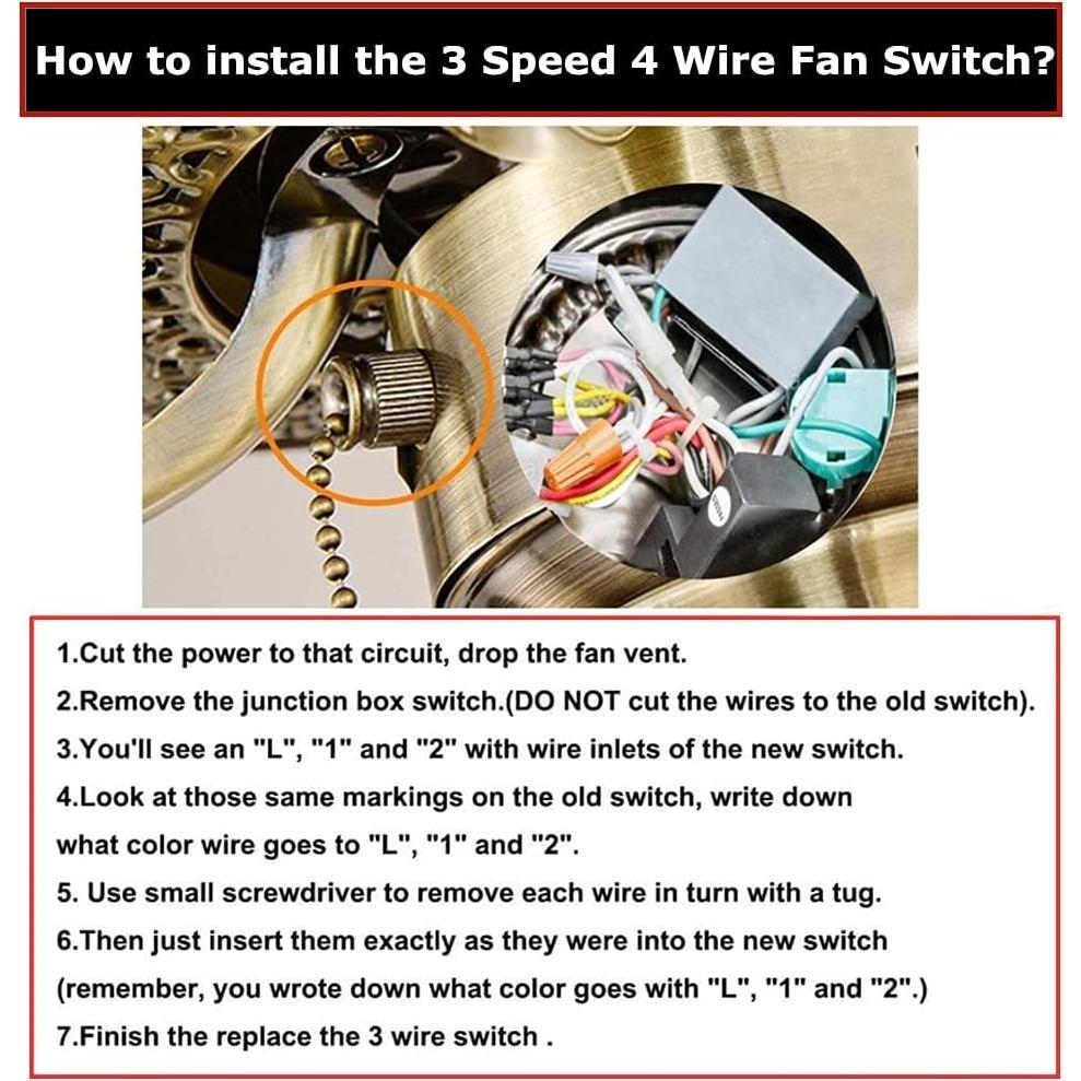 Interruptor de Ventilador de Techo Aoprofree ZE-268S6 3 Velocidades Bronce