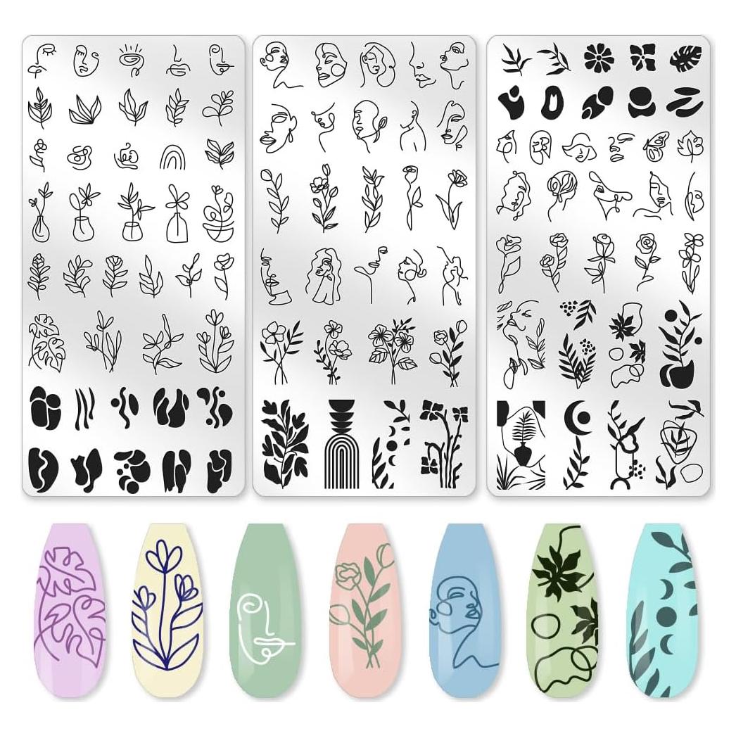 Juego de Plantillas de Estampado de Uñas Beinkmake 3 Piezas
