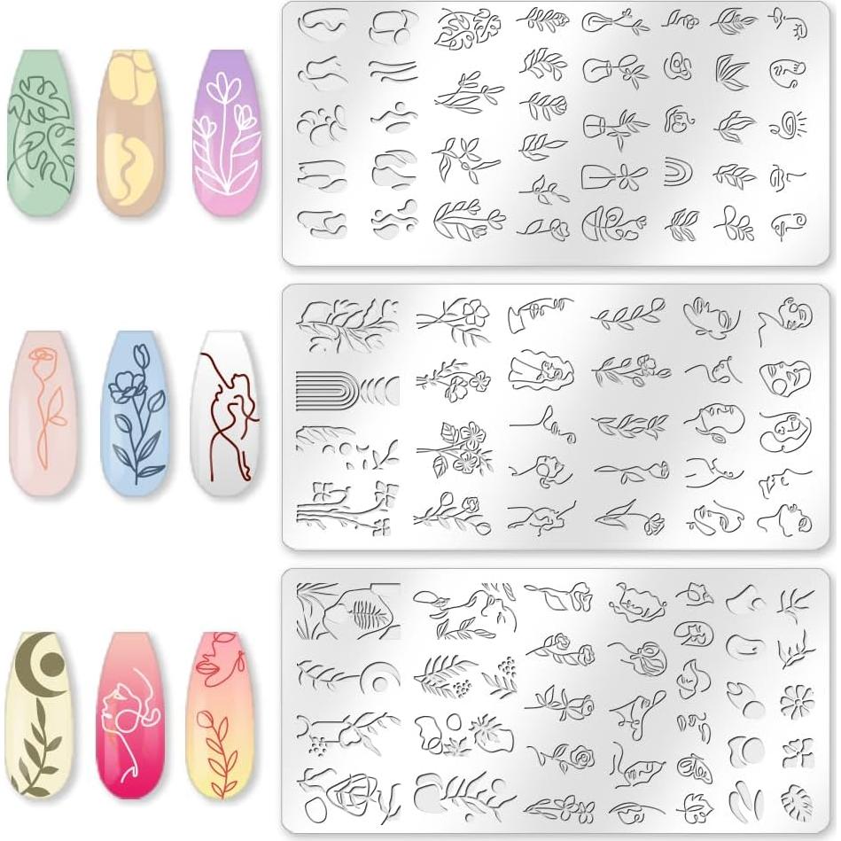 Juego de Plantillas de Estampado de Uñas Beinkmake 3 Piezas