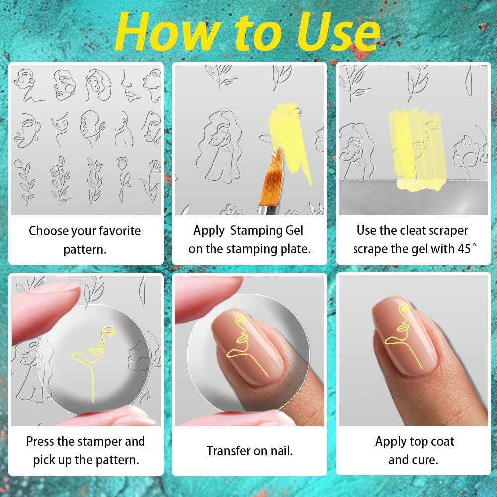 Juego de Plantillas de Estampado de Uñas Beinkmake 3 Piezas