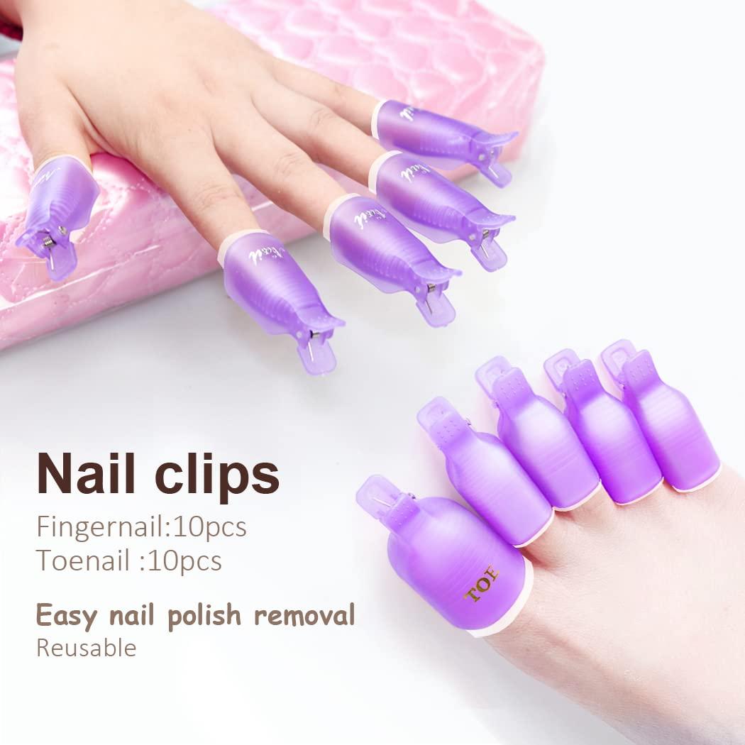 Kit de herramientas para quitar esmalte de gel SP - 20 clips, 120 almohadillas