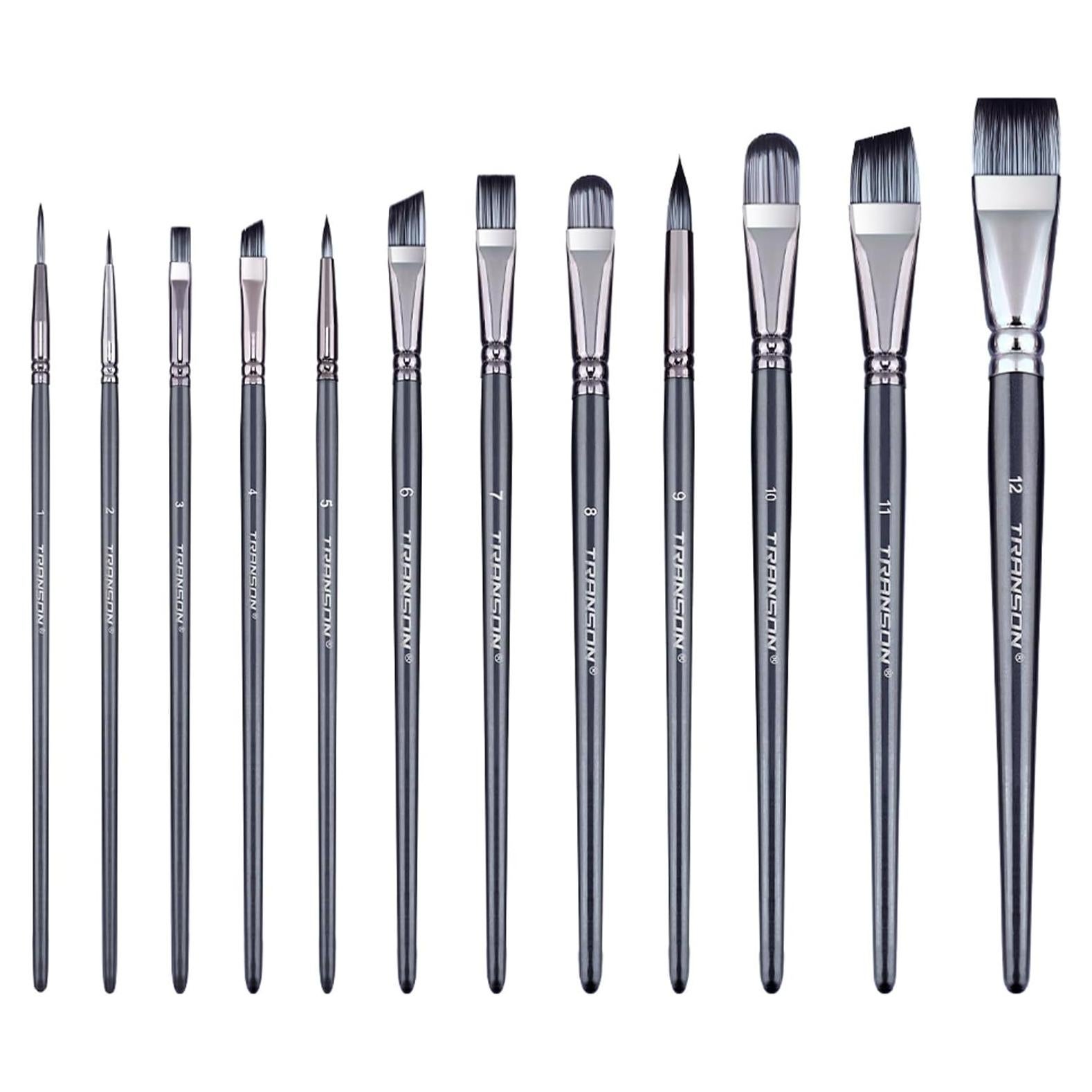 Juego de Pinceles de Pintura Transon 12 Piezas Nylon Acrílico
