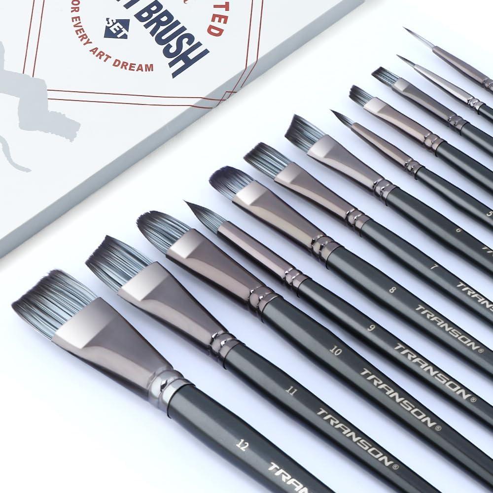 Juego de Pinceles de Pintura Transon 12 Piezas Nylon Acrílico