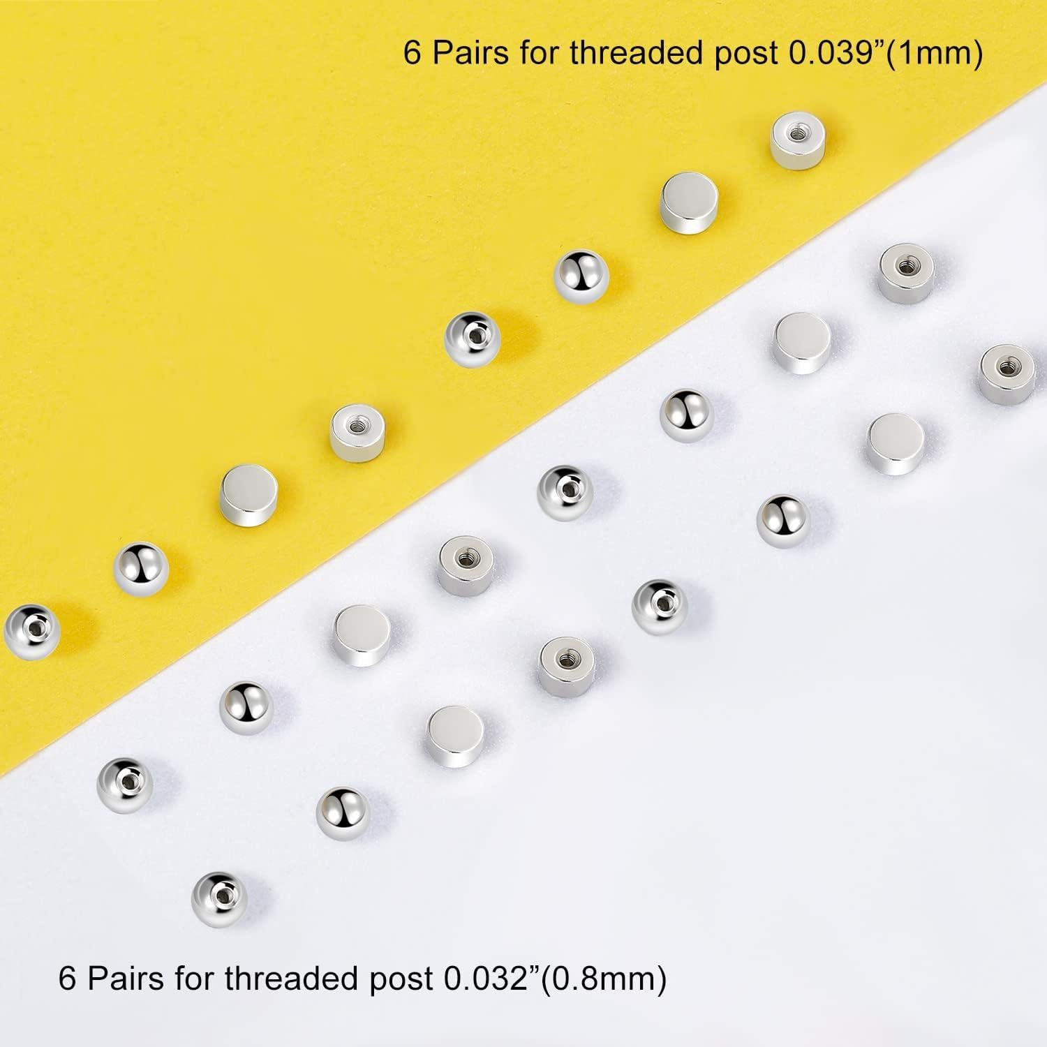 Respaldos de Aretes de Tornillo VOLUKA - Acero Inoxidable 12 Pzas
