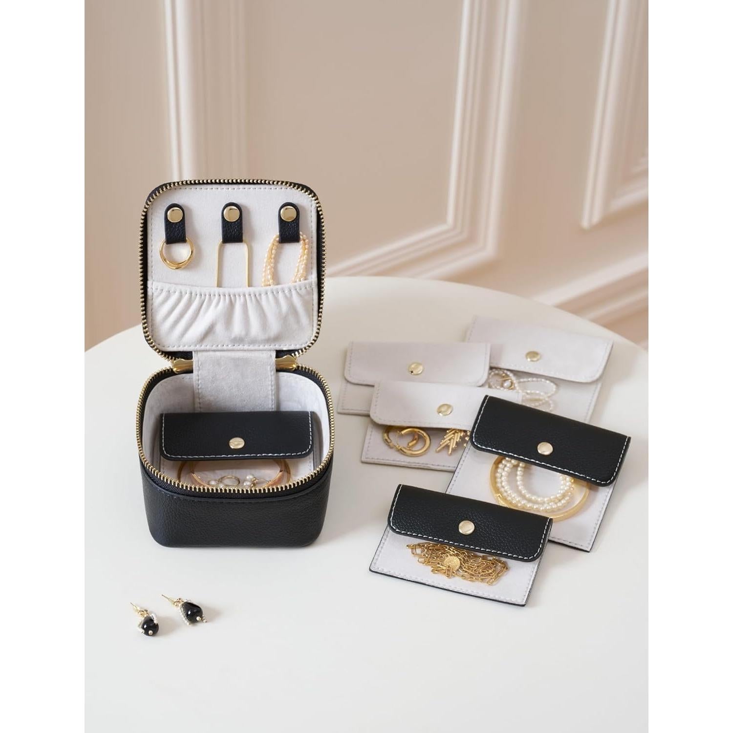 Organizador de Joyas de Viaje Popvibe Caja Compacta Negra