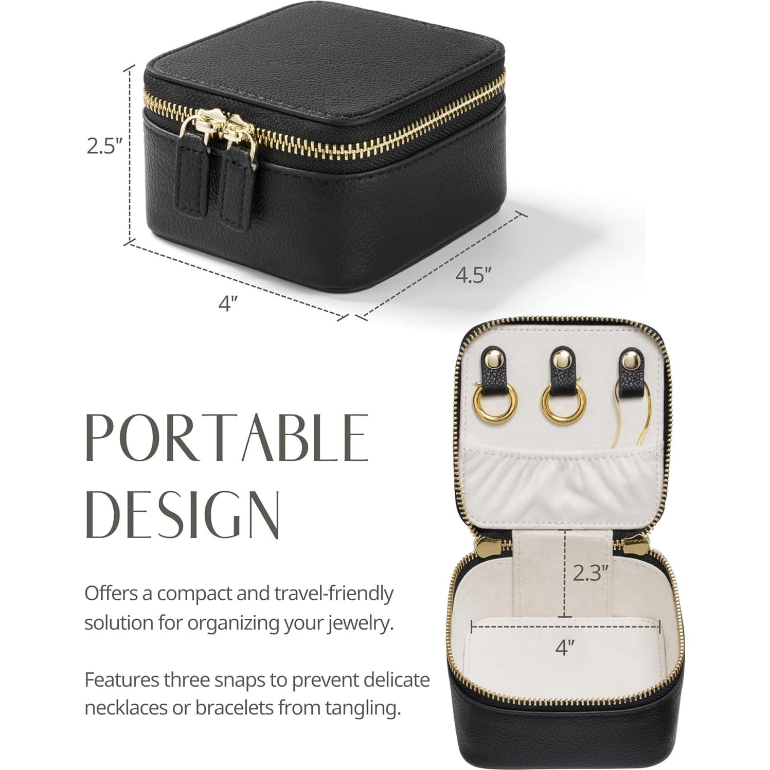 Organizador de Joyas de Viaje Popvibe Caja Compacta Negra