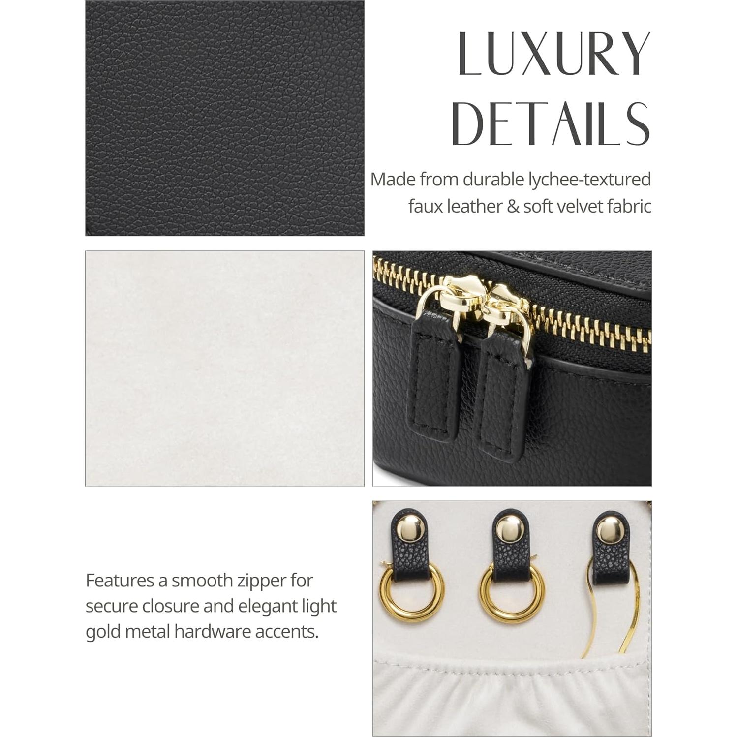 Organizador de Joyas de Viaje Popvibe Caja Compacta Negra