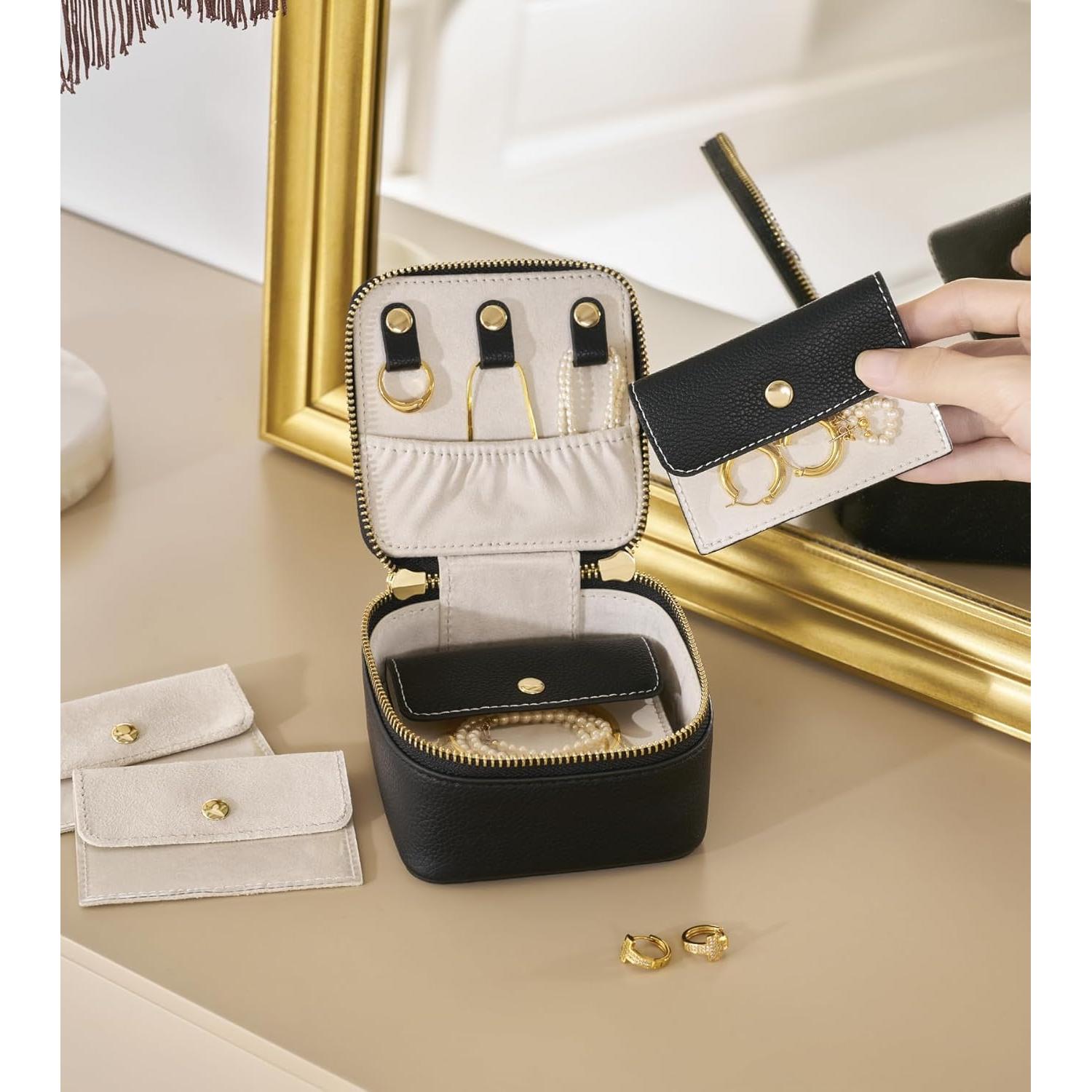 Organizador de Joyas de Viaje Popvibe Caja Compacta Negra