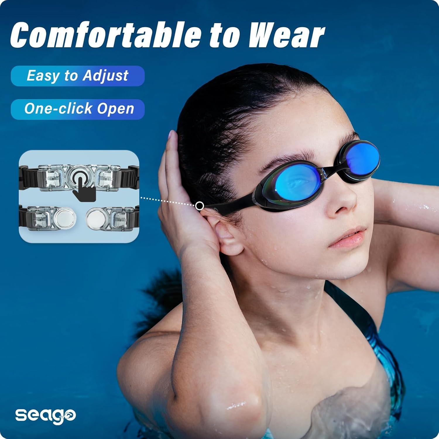 Gafas de Natación Antivaho Seago 2 Paquetes Adultos UV