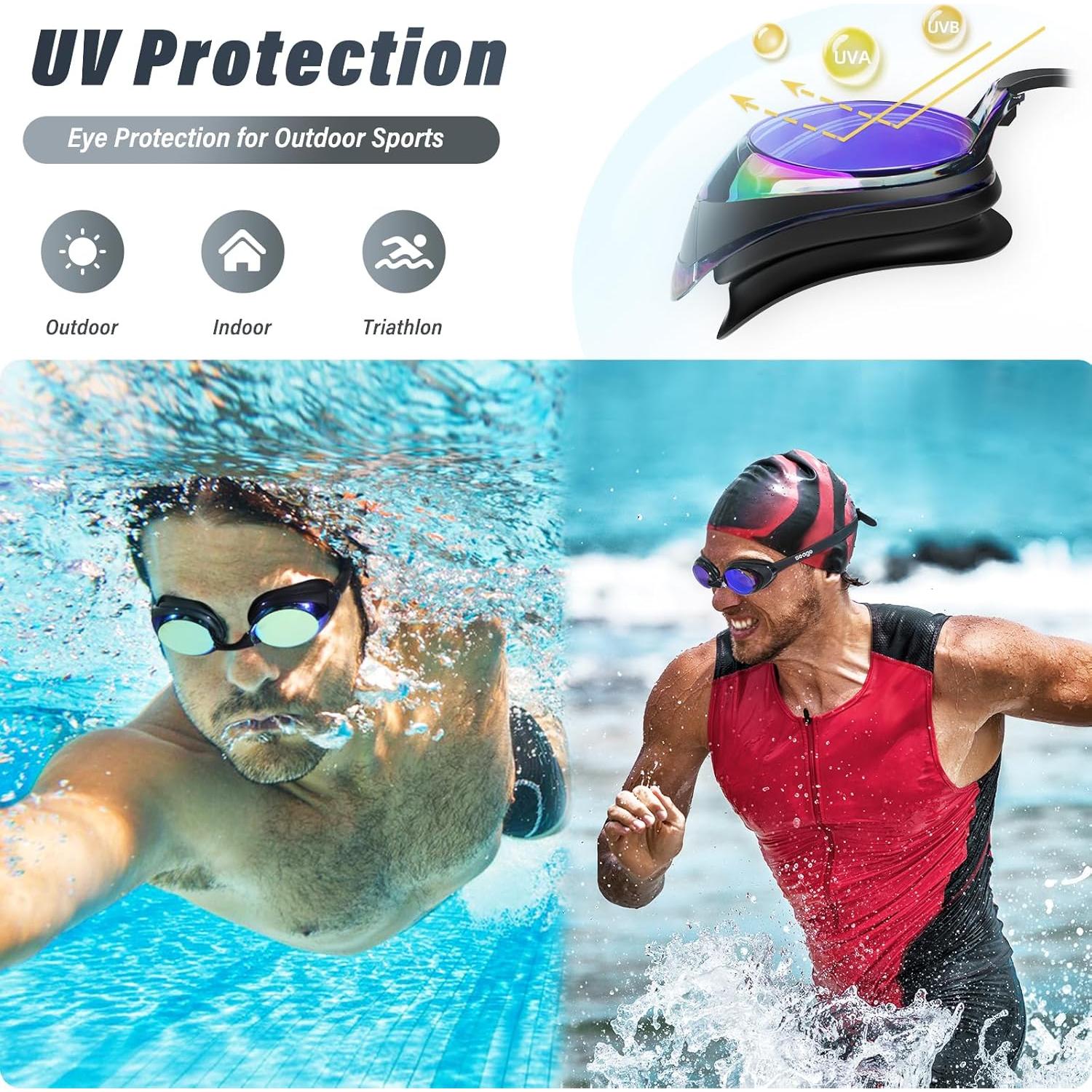 Gafas de Natación Antivaho Seago 2 Paquetes Adultos UV