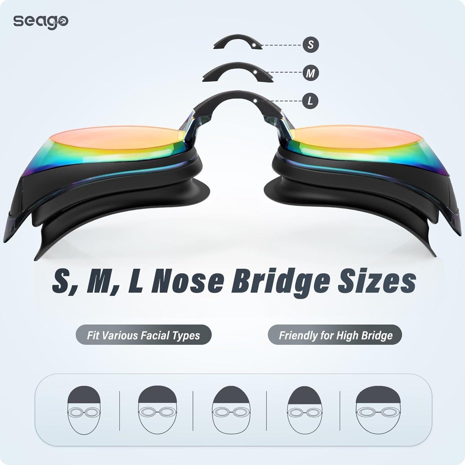 Gafas de Natación Antivaho Seago 2 Paquetes Adultos UV