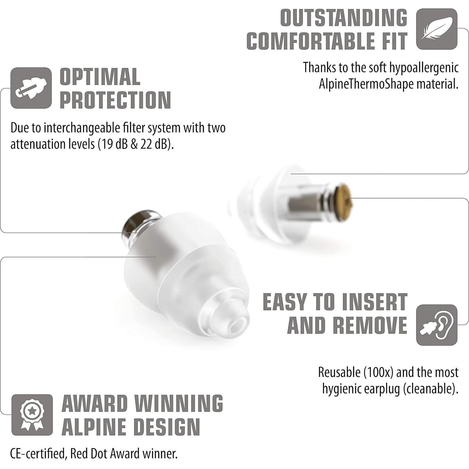 Tapones para oídos Alpine MusicSafe Pro - Filtros 16, 19, 22 dB