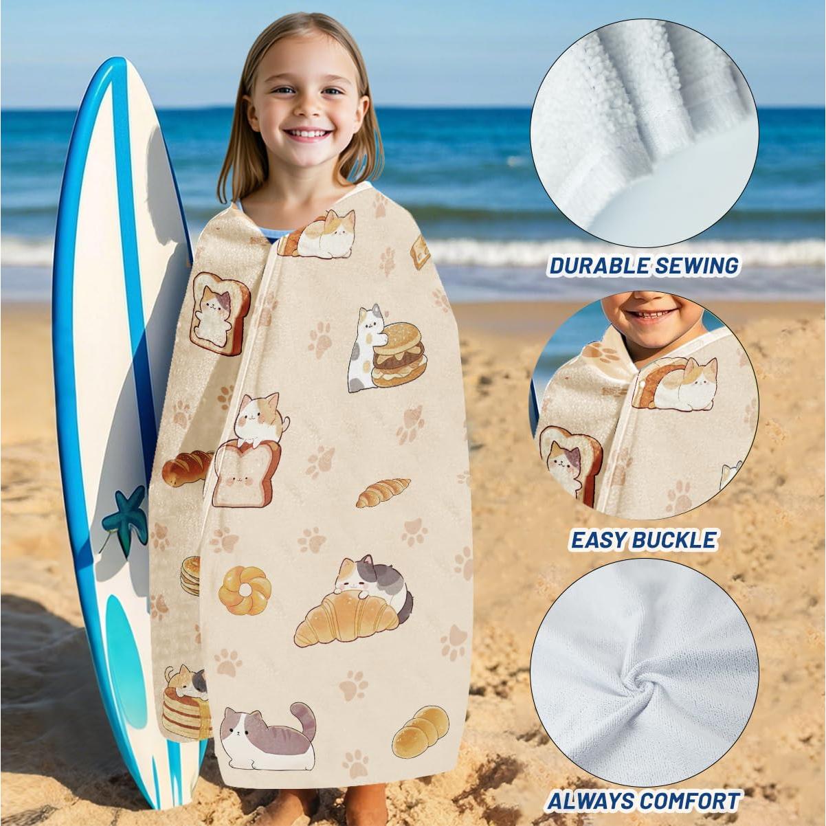 Toalla de Playa con Capucha HEIFAM Gato 127x76 cm